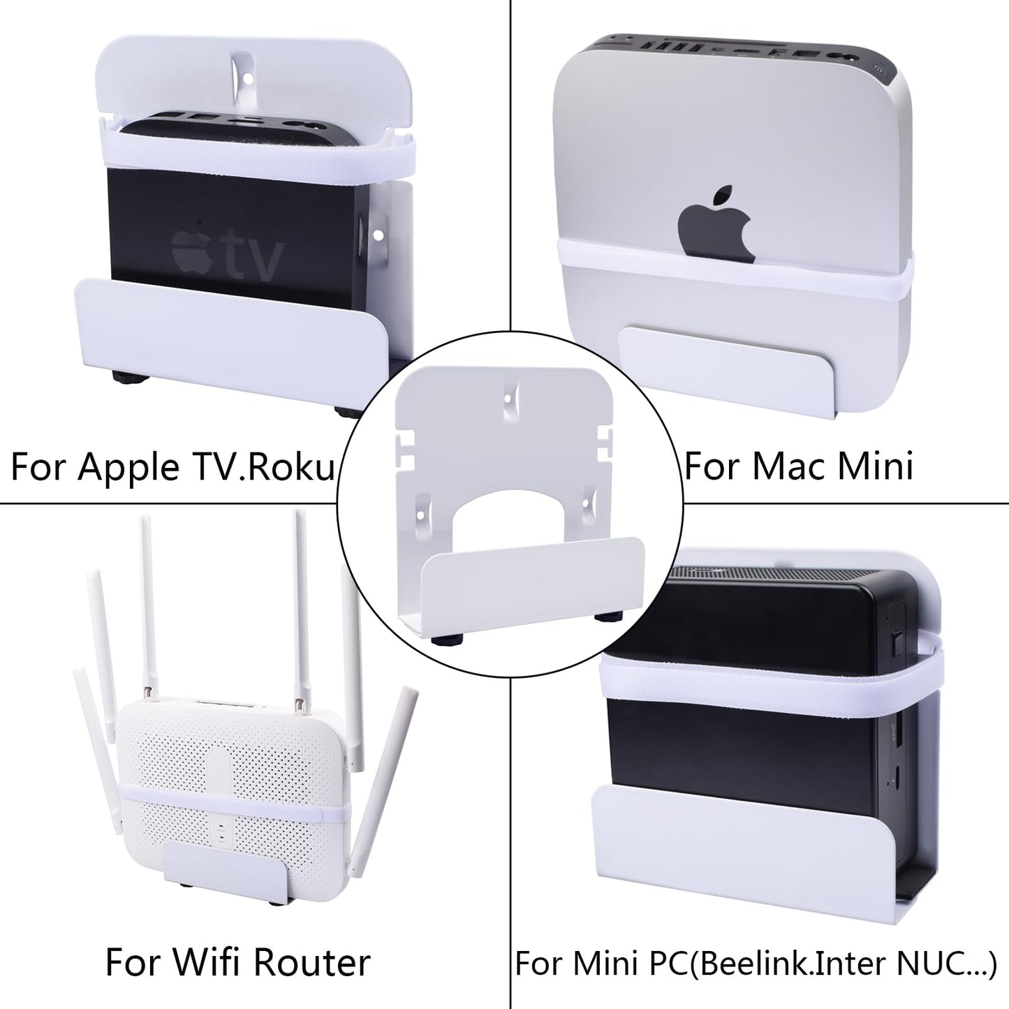 Gmailmall Cable Box Mount Modem Adjustable Wall Mount for Most Narrow Media Players Compatible with Roku, Router, Fire TV, M4 Mac mini, Beelink, Cable Box, and Other Streaming Media Players