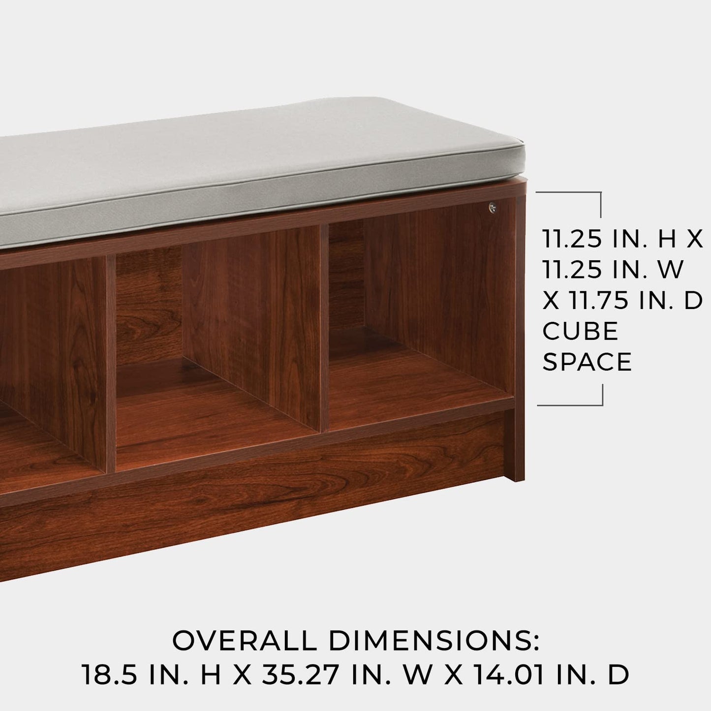 ClosetMaid 3258 Cubeicals 3-Cube Storage Bench, Natural Gray with Gray Cushion
