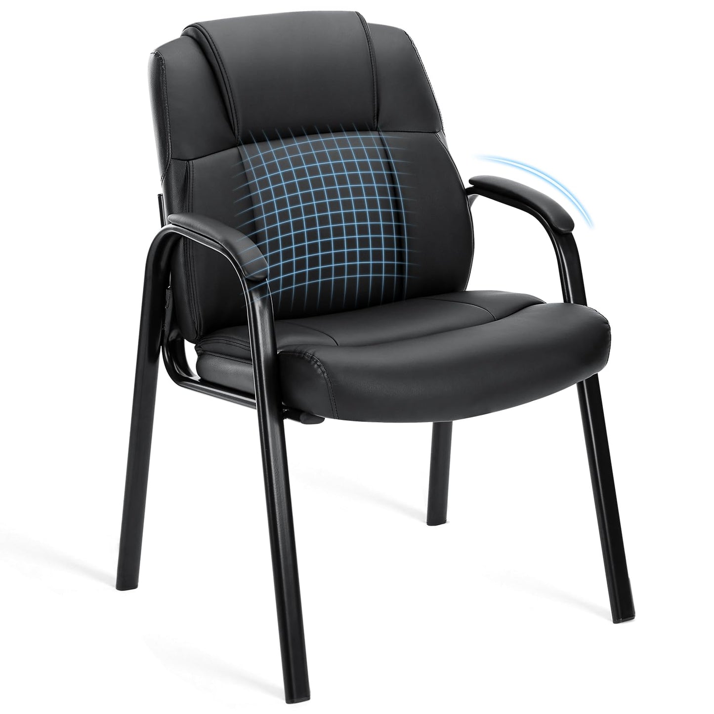 OLIXIS Waiting Room Chair, Leather Office Desk Reception Guest Stationary Side Chairs with Padded Arms for Home Conference Lobby Area Meeting Church Medical Clinic Elderly Student