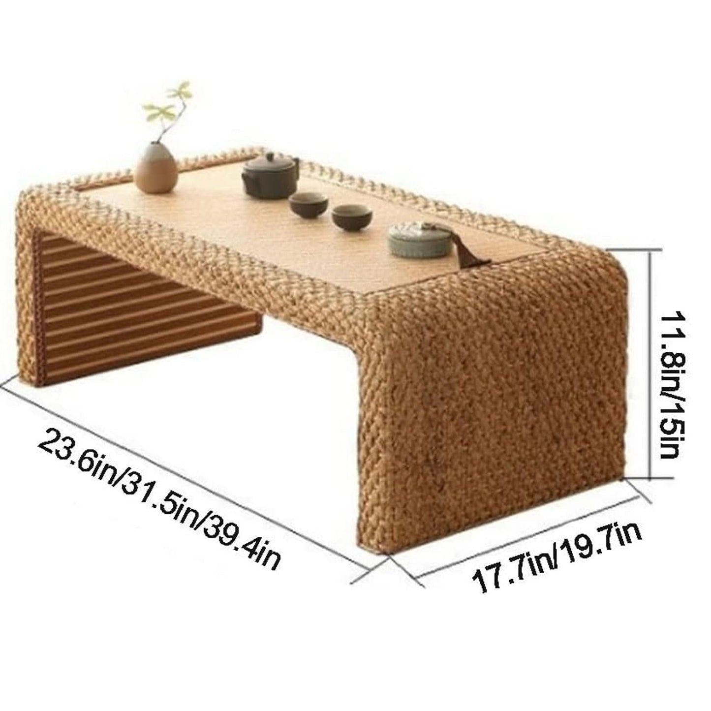 GLDGJMZ Japanese Style Rattan Tea Table Coffee Tables Contemporary Small Tea Table Bay Window Table Home Bedroom Low Table 100 * 50 * 38CM