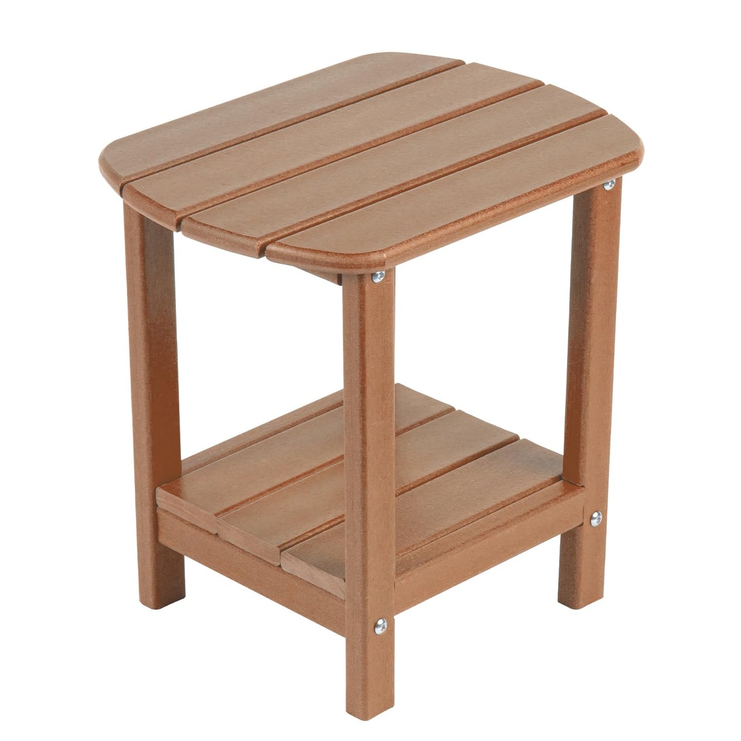 nalone Adirondack Side Table 16.5" Outdoor Side Table HDPE Plastic Double Adirondack End Table Small Table for Patio (Teak)