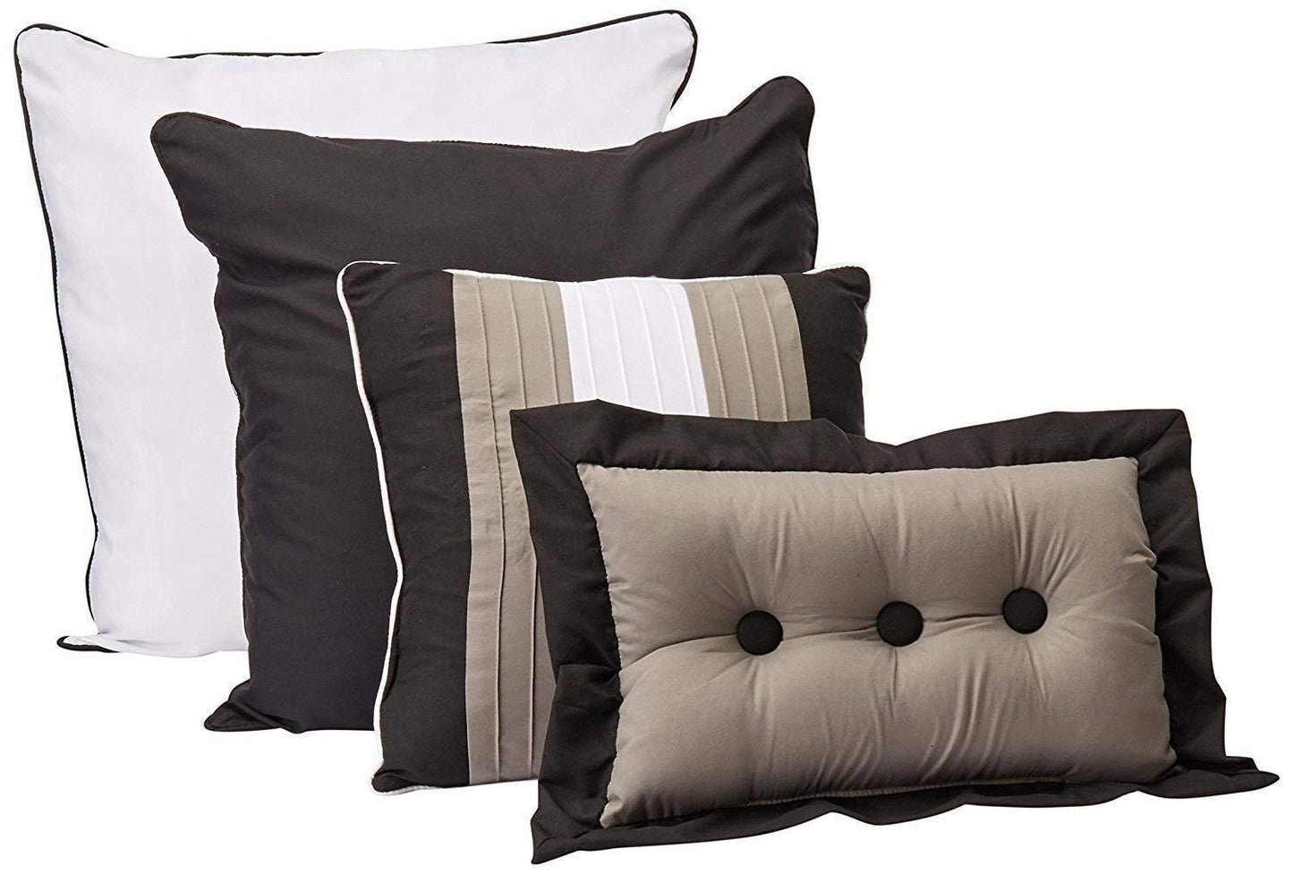 Chezmoi Collection Loft 6-Piece Luxury Striped Comforter Set (Twin, Black/Gray/White)