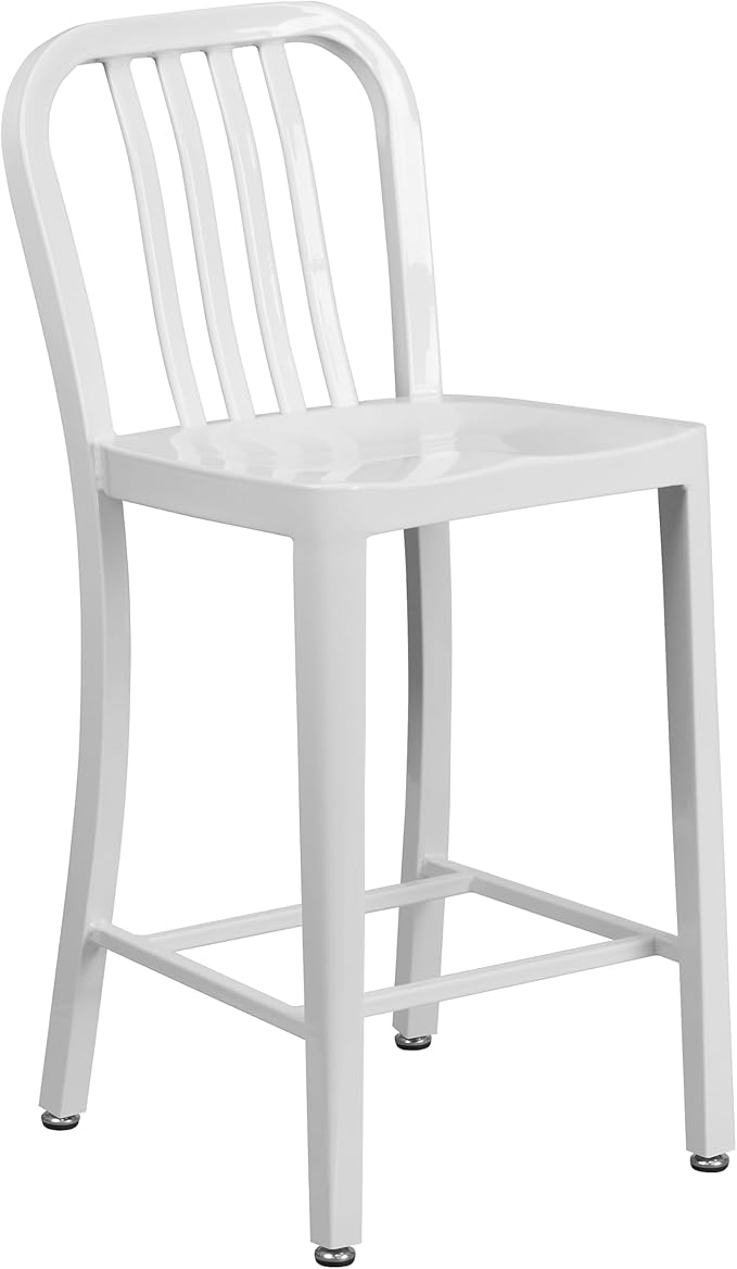 Flash Furniture Commercial Grade 24" High White Metal Indoor-Outdoor Counter