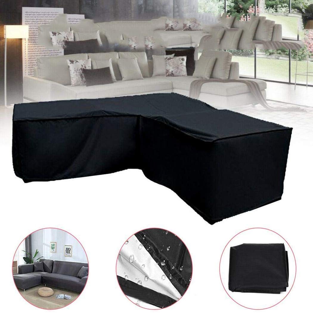 J&C Patio Furniture Sectional Couch Covers,Premium Outdoor Waterproof V Shape Garden Sofa Cover Weather Protection Patio Sofa Cover, Outdoor Sectional Furniture Cover (117x117in)