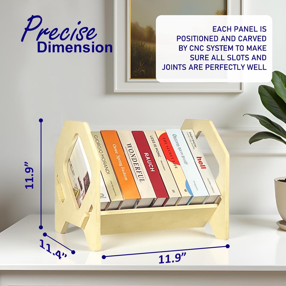 Stoneandegg Desktop Bookshelf, Stackable Book Organizer with Handle, Storage Rack for CD/Magazine/File Folder, Portable Small Bookshelf for Study, Living Room, Kid's Room, No Nails, Medium Size