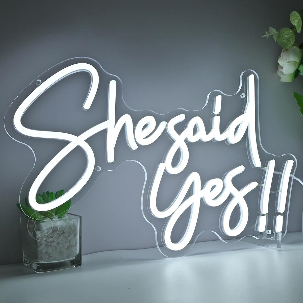SYLHOME She Said Yes !! Led Neon Light Up Sign Propose Engagement Marry Me Wedding Party Wall Decor Sign Bachelorette Bridal Shower Party Bedroom Sign 15.8"X10.2" USB Cold White