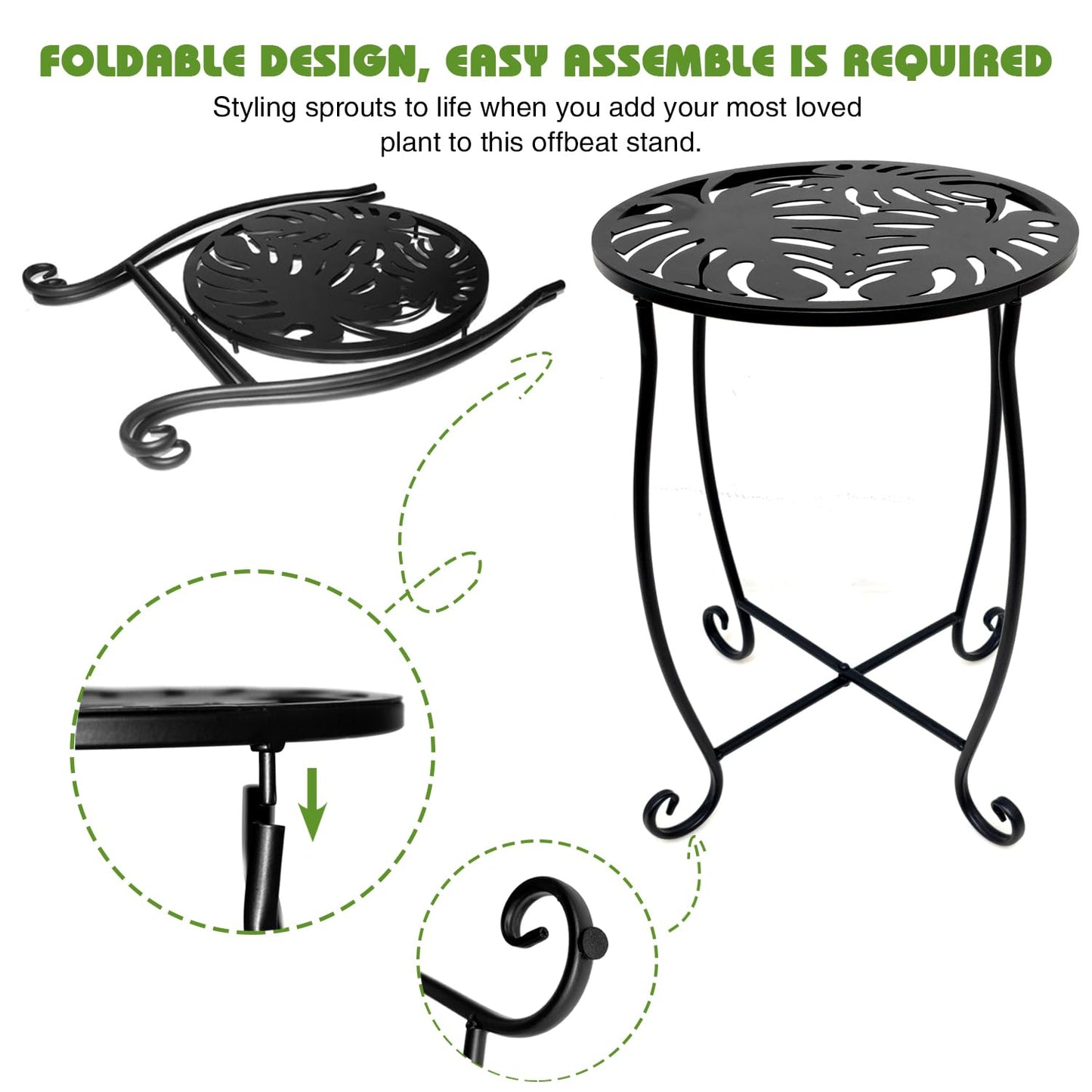Fashion&cool Side Tables for Small Space, Metal Outdoor Indoor Round Side Table, Small End Table Pool Chair Side Table for Patio Yard Porch Balcony Garden Bedside Plant Stand