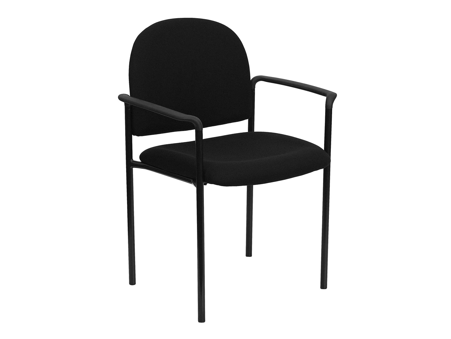 Flash Furniture Tiffany Side Reception Chair with Armrests, Stackable Fabric Waiting Room Chair for Commercial or Residential Use, Black