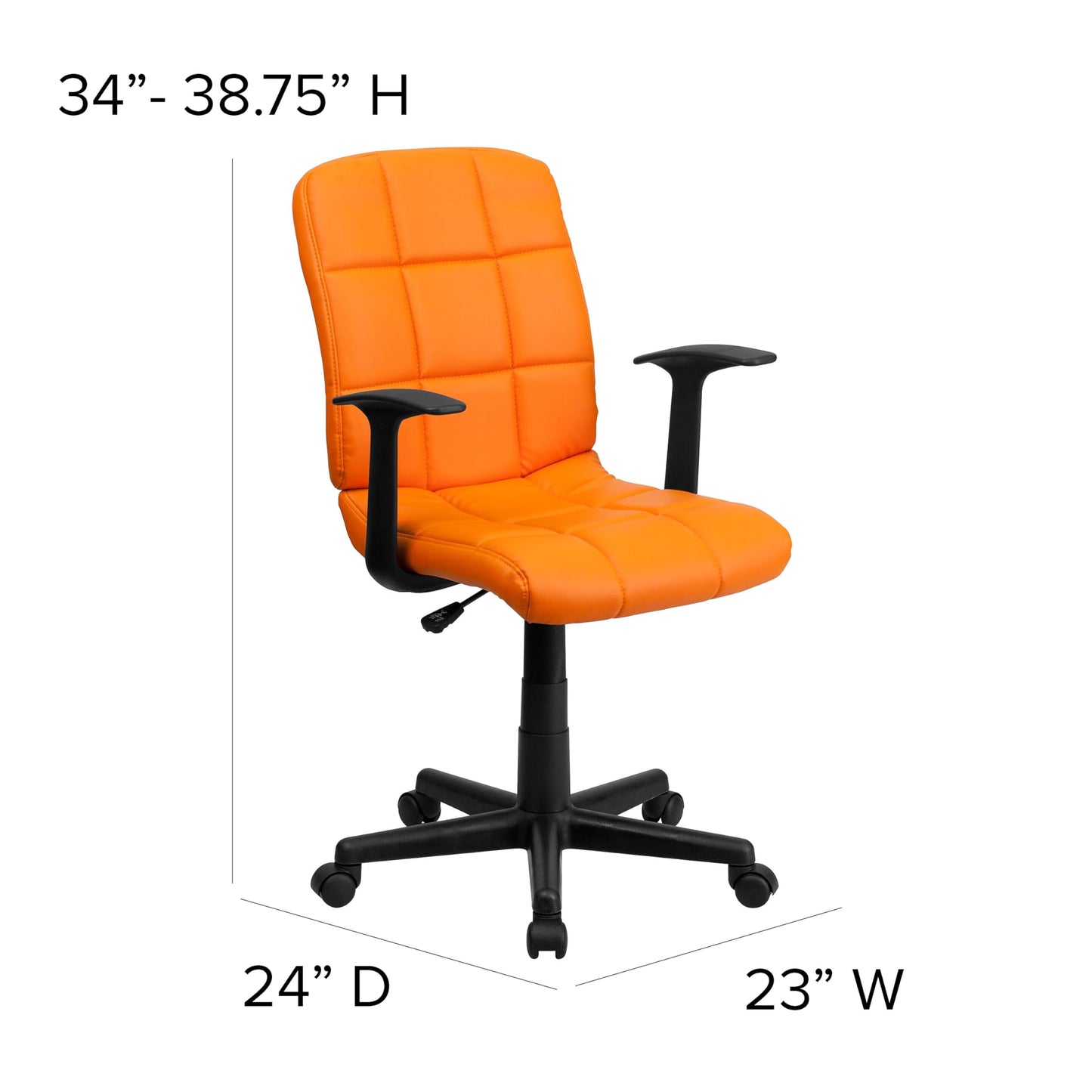 Flash Furniture Clayton Mid-Back Orange Quilted Vinyl Swivel Task Office Chair with Arms