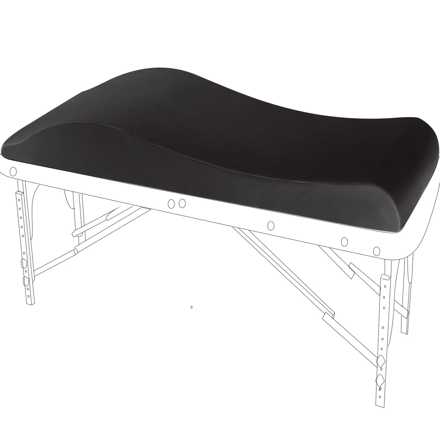 Lash Bed Topper for Massage Table, Ergonomic Curvy Esthetician Mattress Topper Crafted High Density Foam, Beauty Salon Massage Bed Pad with Removable & Washable Cover, Eyelash/Spa/Wax/Facial-Black