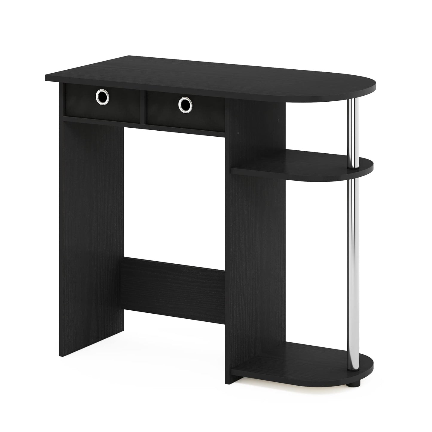Furinno Go Green Desk, 31.5" Wide Gaming Desk with 2 Side Shelves and Storage Bins, Computer Desk, Office Desk for Home Office, Study Room, Dorm, Bedroom, Americano
