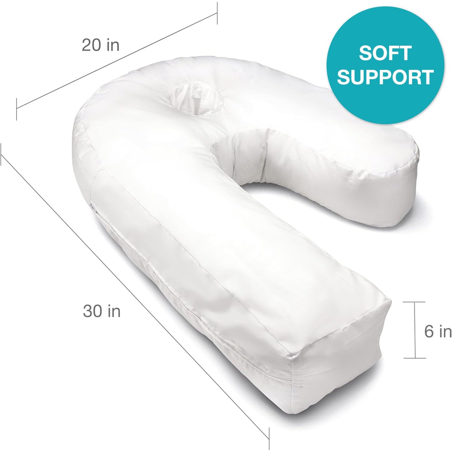 DMI U-Shaped Side Sleeping Pillows For Neck And Shoulder Pain |Side Sleeper Neck Pillow & Pregnancy Pillow Side Sleeper With Ear Hole | Back, Hip, & Sciatica Relief(30"x20"x6")