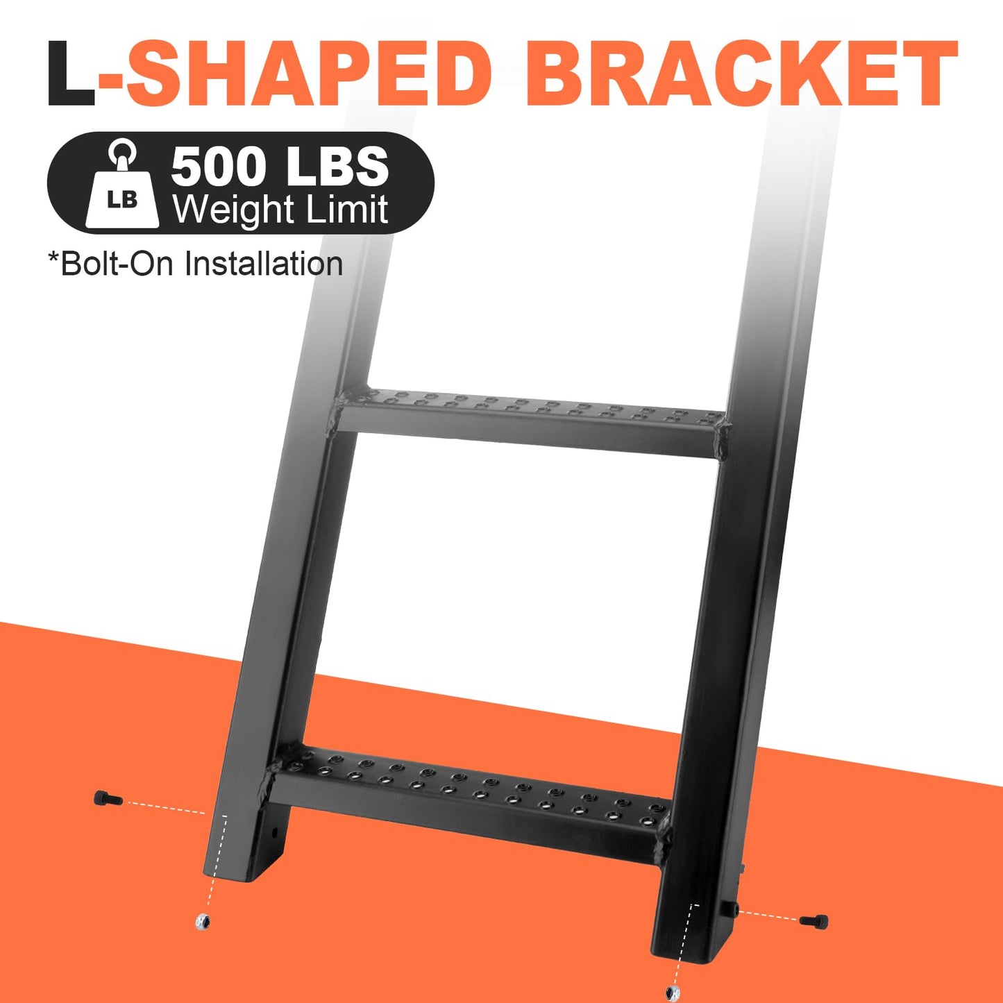 3-Rung Truck Retractable Steps for Pickup Trailer Bed Stepper Non-Slip Tread L-Shaped Bracket Black Flatbed Truck Hitch Ladder Universal