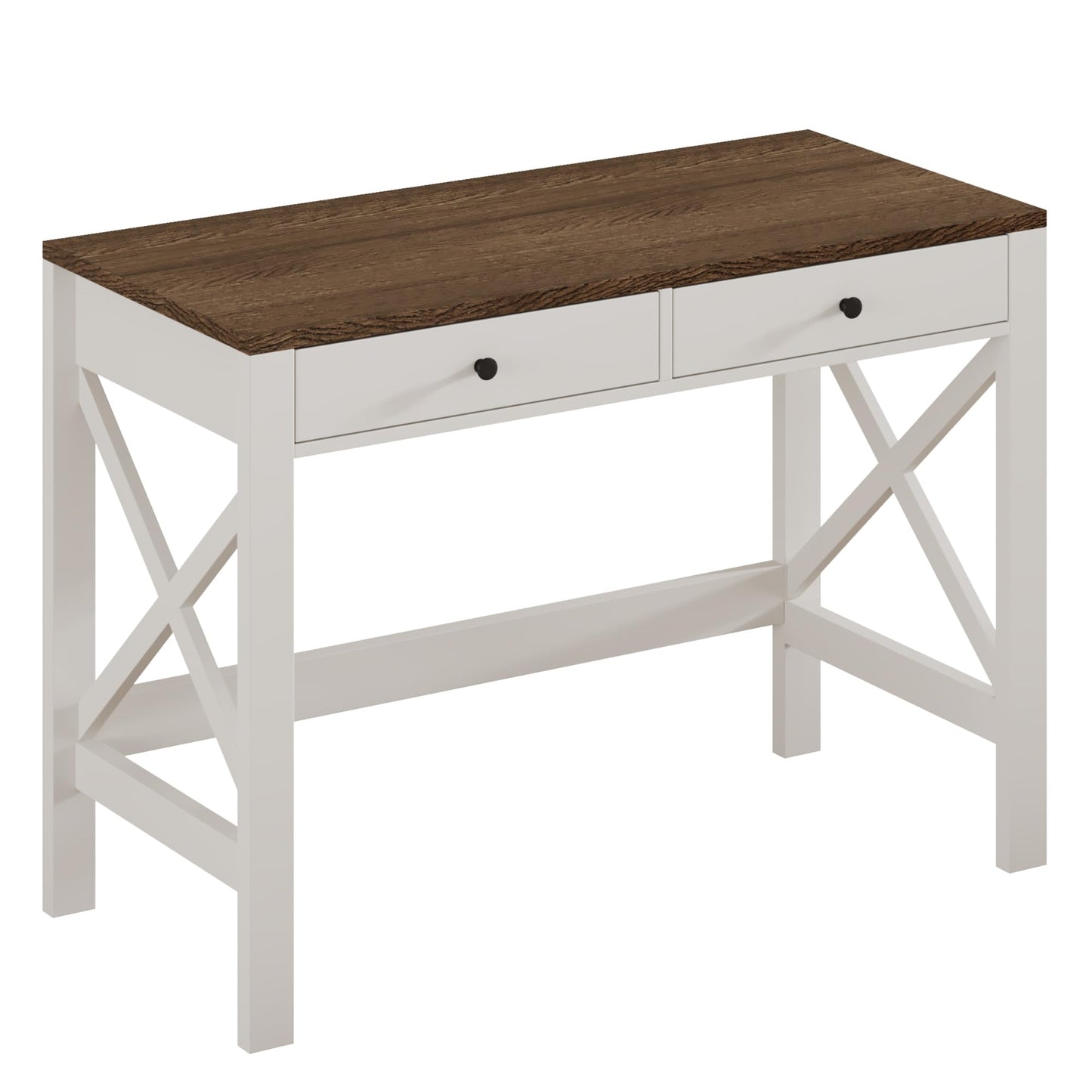 ChooChoo Computer Desk Study for Home Office, Modern Simple 40 Inches Desk with Drawers, Makeup Vanity Console Table, Soft White