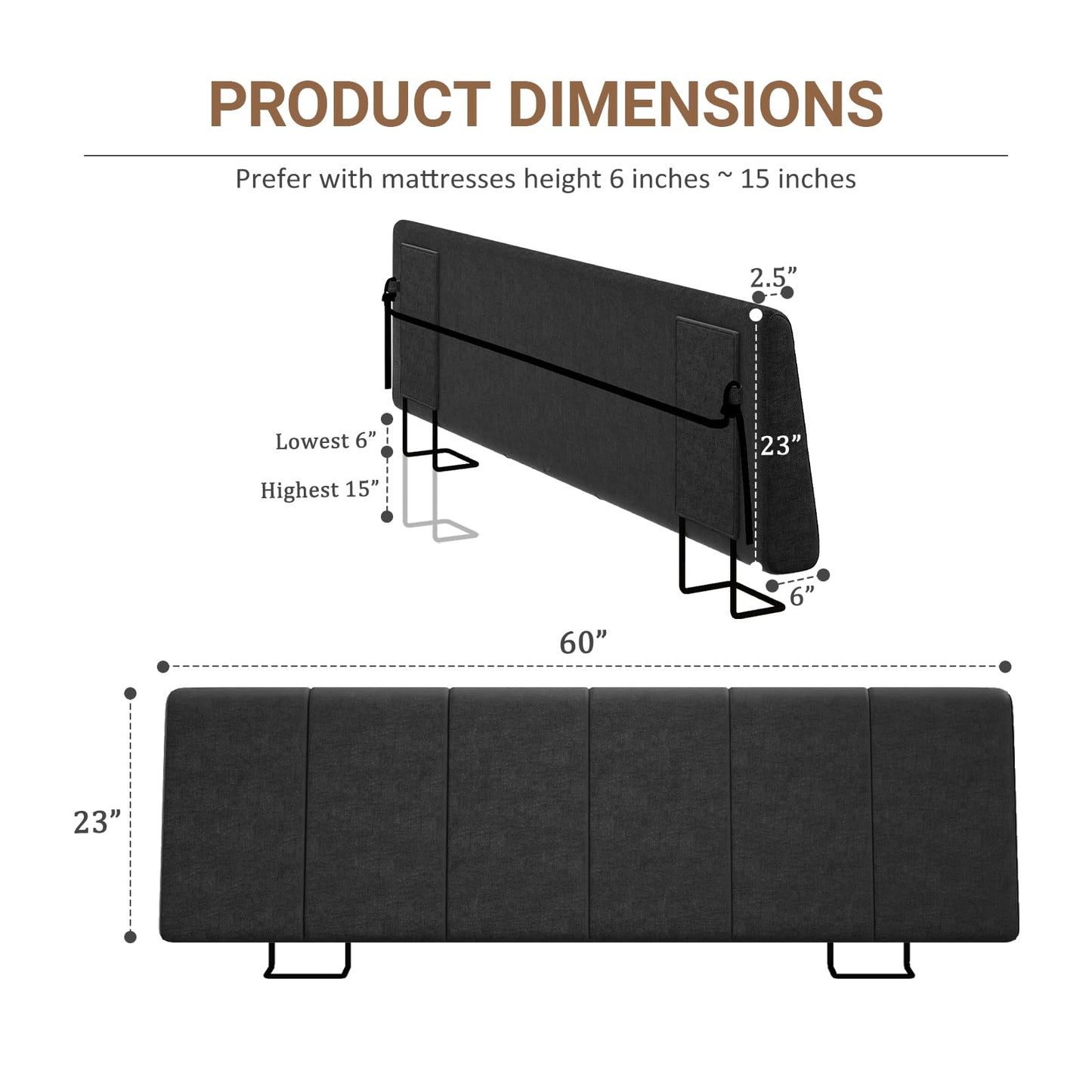 Liiwepo Queen Size Headboard Only-No Assembly, Upholstered Headboard Queen Size Linen Fabric Modern Style Headboards Extra-Thick, Black