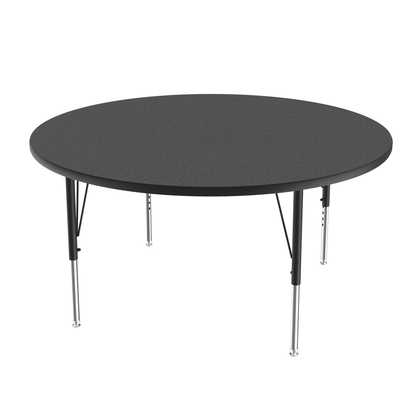 Correll 48" Round Classroom Activity Table, Height Adjustable (19"-29"), Black Granite Durable Thermal Fused Laminate, School Furniture, Made in The USA