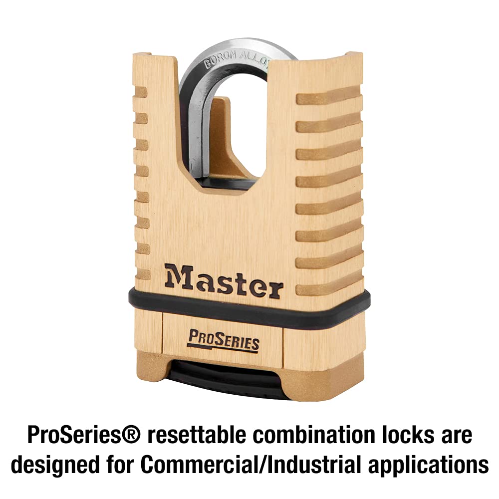 Master Lock ProSeries Brass Padlock, Set Your Own Combination Lock, Commercial Grade Locks with Code for Tools, Fences, Gates, 2-1/4 inches Wide, 1177D
