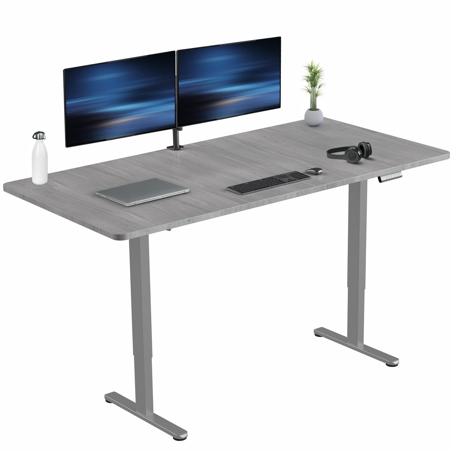 VIVO Electric 71 x 36 inch Standing Desk, Dual Motor Memory Controller Height Adjustment, E2B Series, Dark Gray Top Gray Frame, DESK-KIT-E2G7G-36