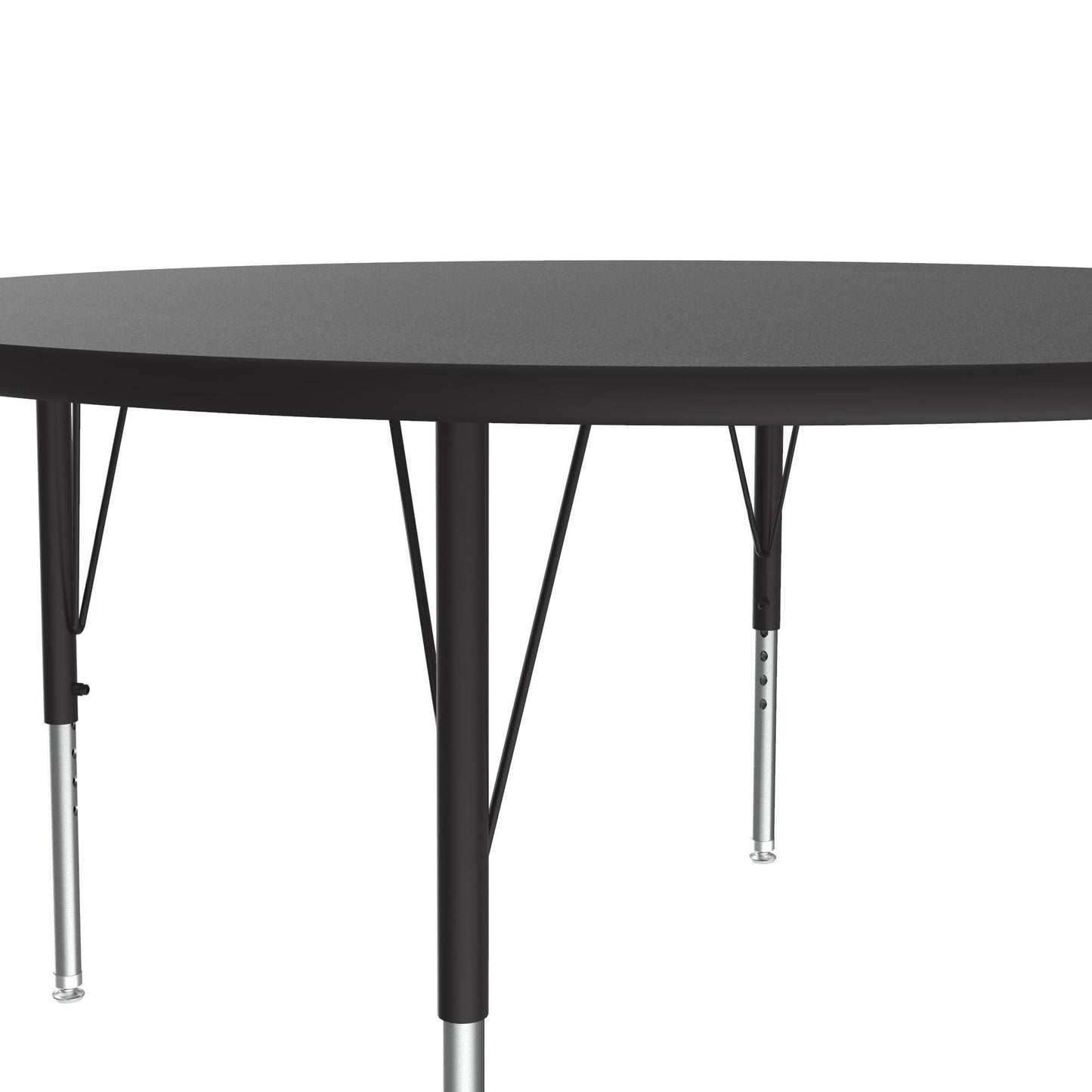 Correll 48" Round Classroom Activity Table, Height Adjustable (19"-29"), Black Granite Durable Thermal Fused Laminate, School Furniture, Made in The USA