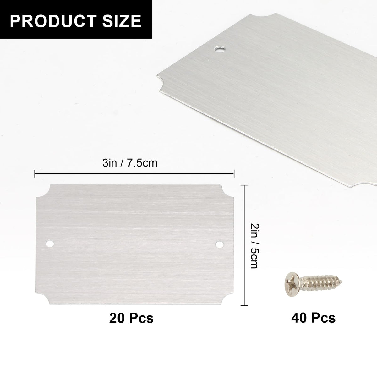 20 Pcs Name Plates Laser Engraved, Plaques Personalized Engraved, Solid Metal Plate, Name Plate for Desk, Personalized Plaque Blank, Custom Name Tag, Laser Engraving Blanks (2'' X 3'') (Silver)