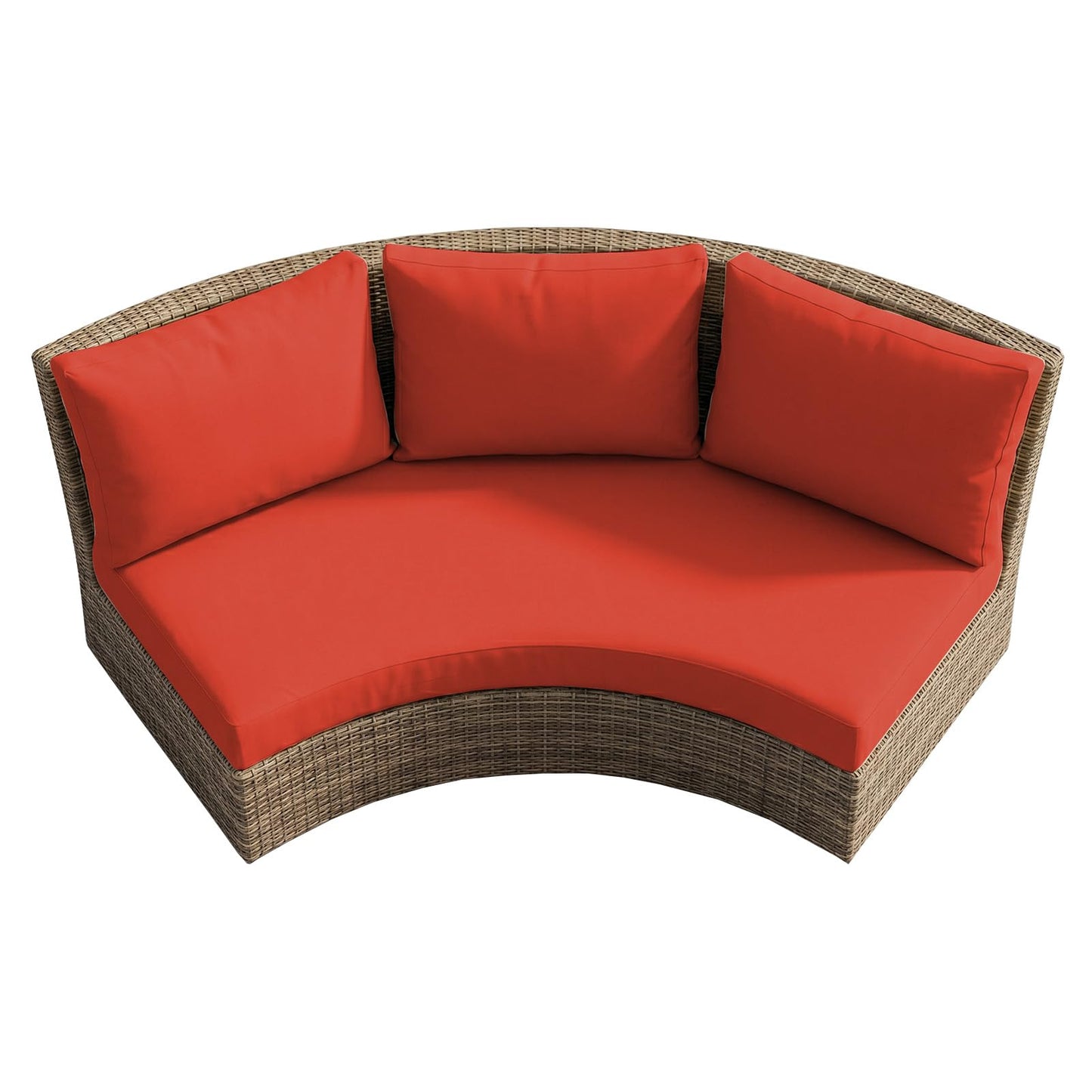 TQ369SM Outdoor Curved Sofa Cushion Couch Cover with Zipper 4-Piece Patio Half-Moon Sectional Replacement Cover Breathable Customizable（No fillers） (Red, L)