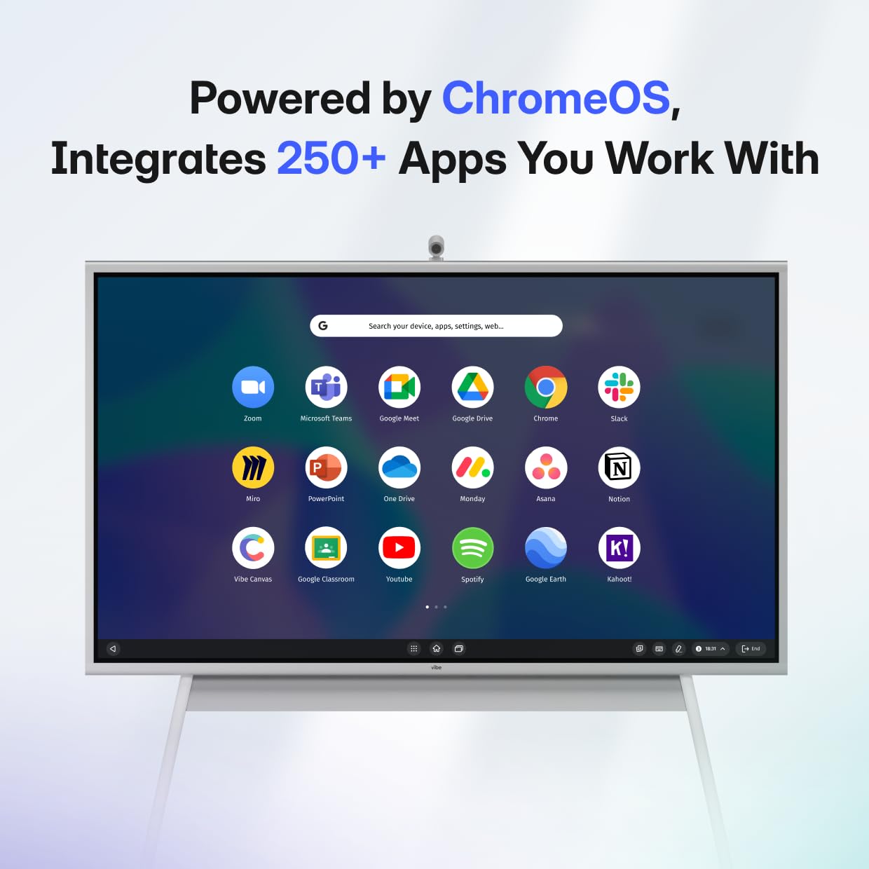 Vibe S1 4K UHD Smart Board, 55 Inch Digital Whiteboard for Office and Classroom, Chrome OS and 250+ Free Apps, Electronic Presentation Meeting Device for Hybrid Work, Interactive Touchscreen Display
