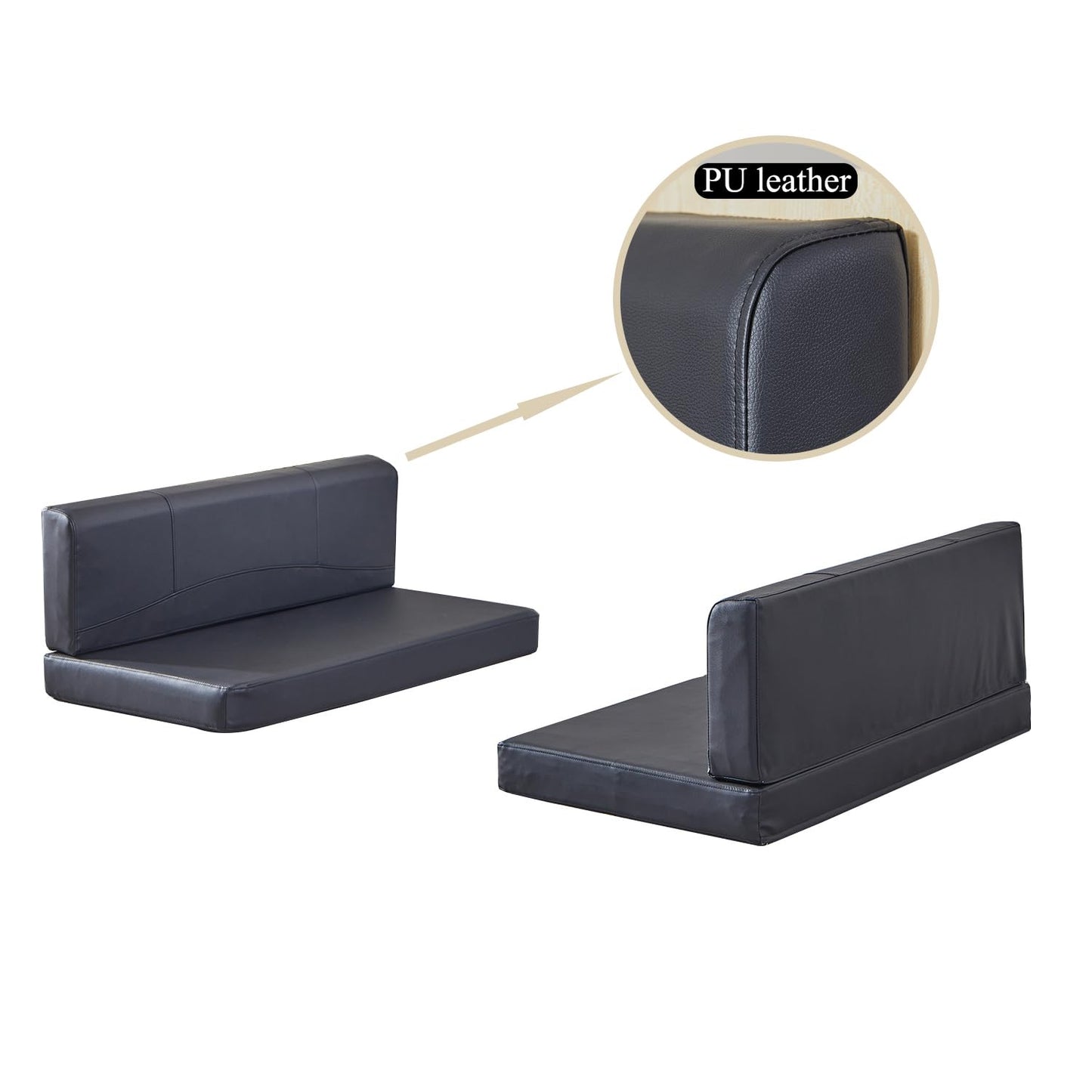 42 Inch RV Dinette Cushions Replacement Includes 2 Booth Seats and 2 Backrests with Momery Foam Bench Seat Cushion for RV, Camper, Travel Trailer Bed, Black