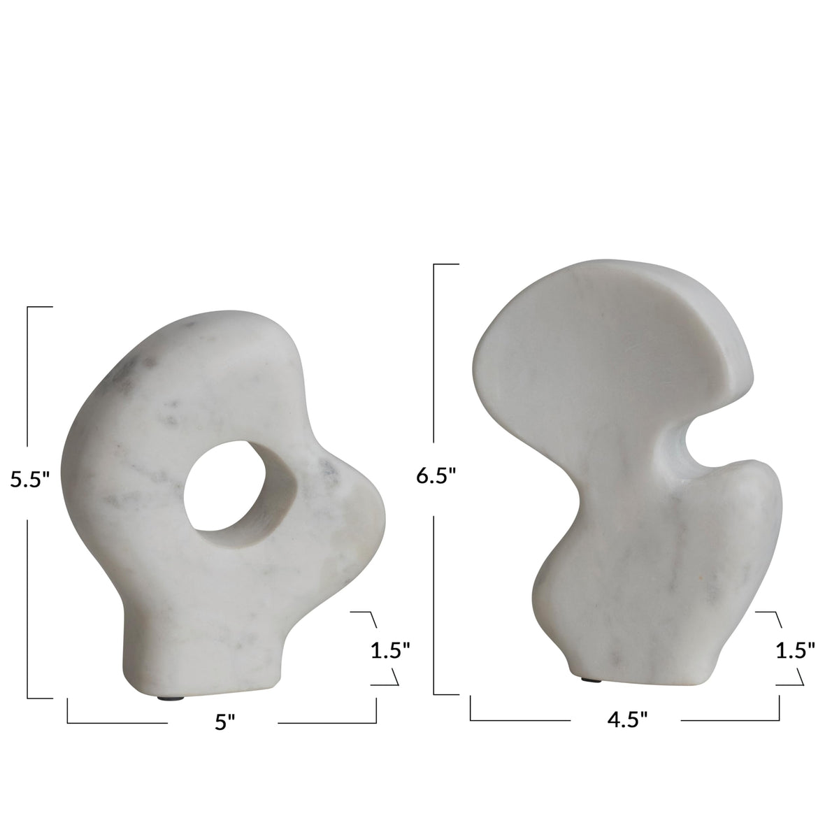 Decorative Abstract Marble Sculptures, Set of 2 Styles, White
