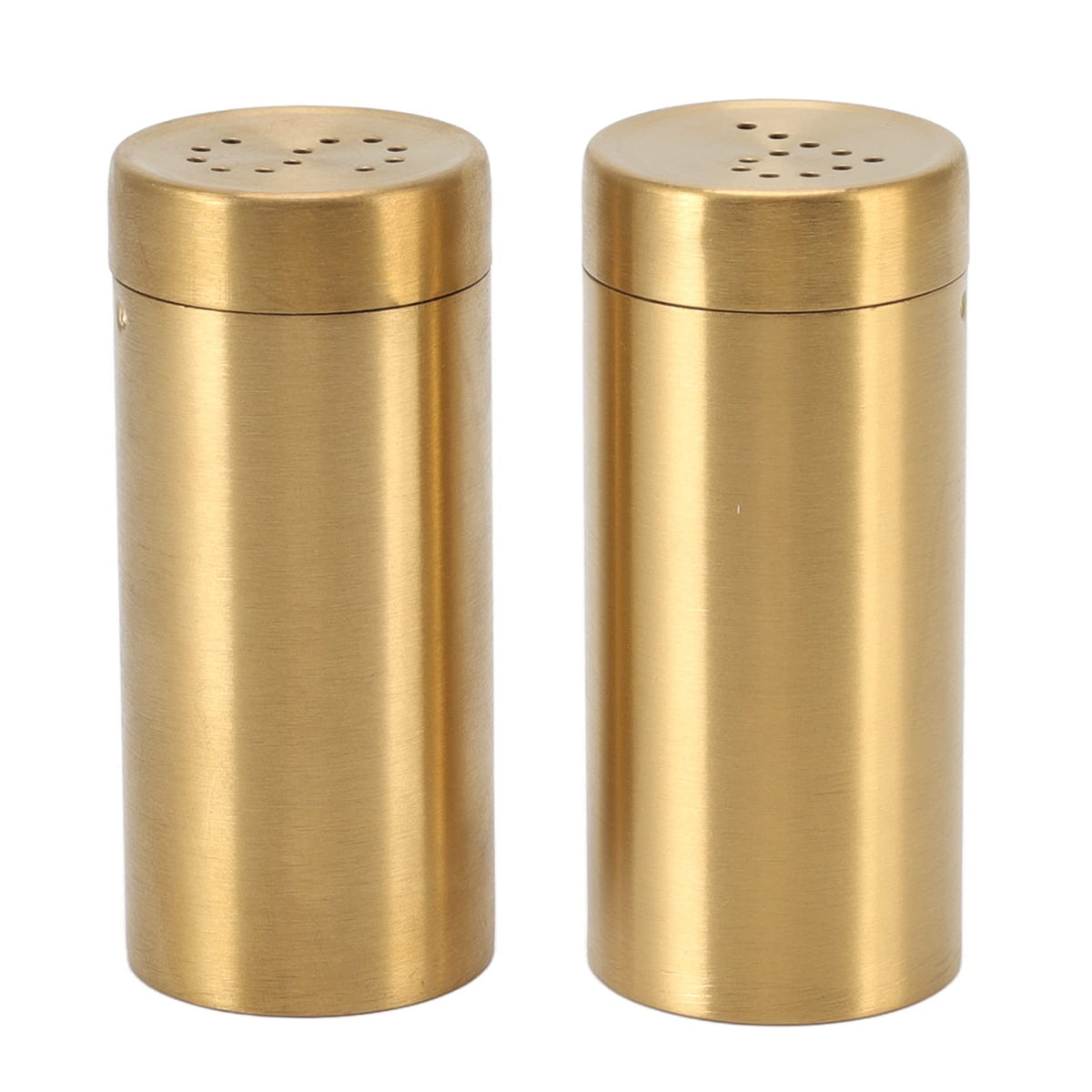 Stainless Steel Salt Shaker Gold 2 Pack with Fine Mesh for Salt Sugar Shaker Kitchen Seasoning Container