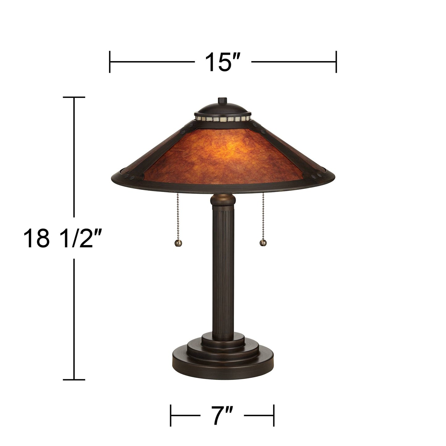 Robert Louis Tiffany Mica Collection Mission Tiffany Style Desk Table Lamps 18 1/2" High Set of 2 Art Deco Rustic Rubbed Bronze Natural Mica Shade for Bedroom House Bedside Nightstand Home Office
