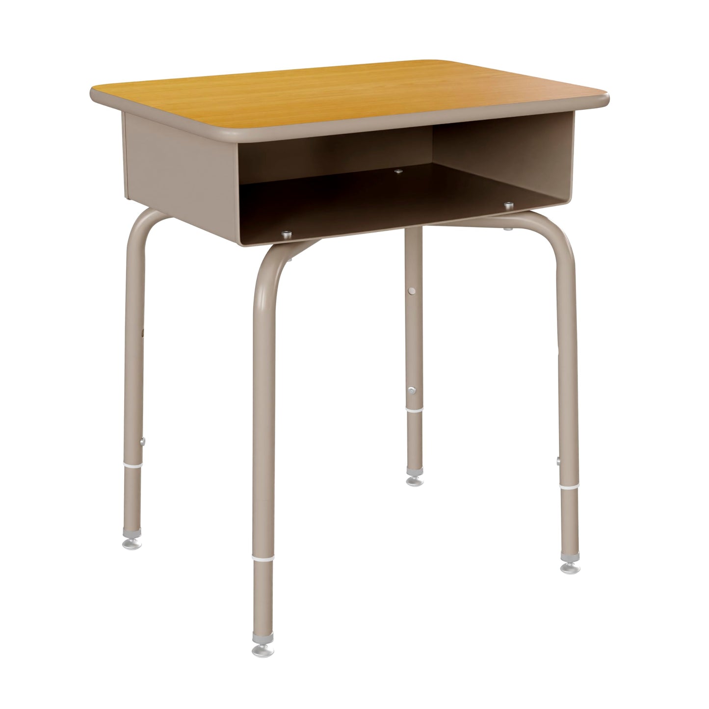 Flash Furniture Billie Student Desk - Maple Open Front School Desk - Silver Metal Frame - 24"W x 18"D Adjustable Height, Durable for School or Remote Learning