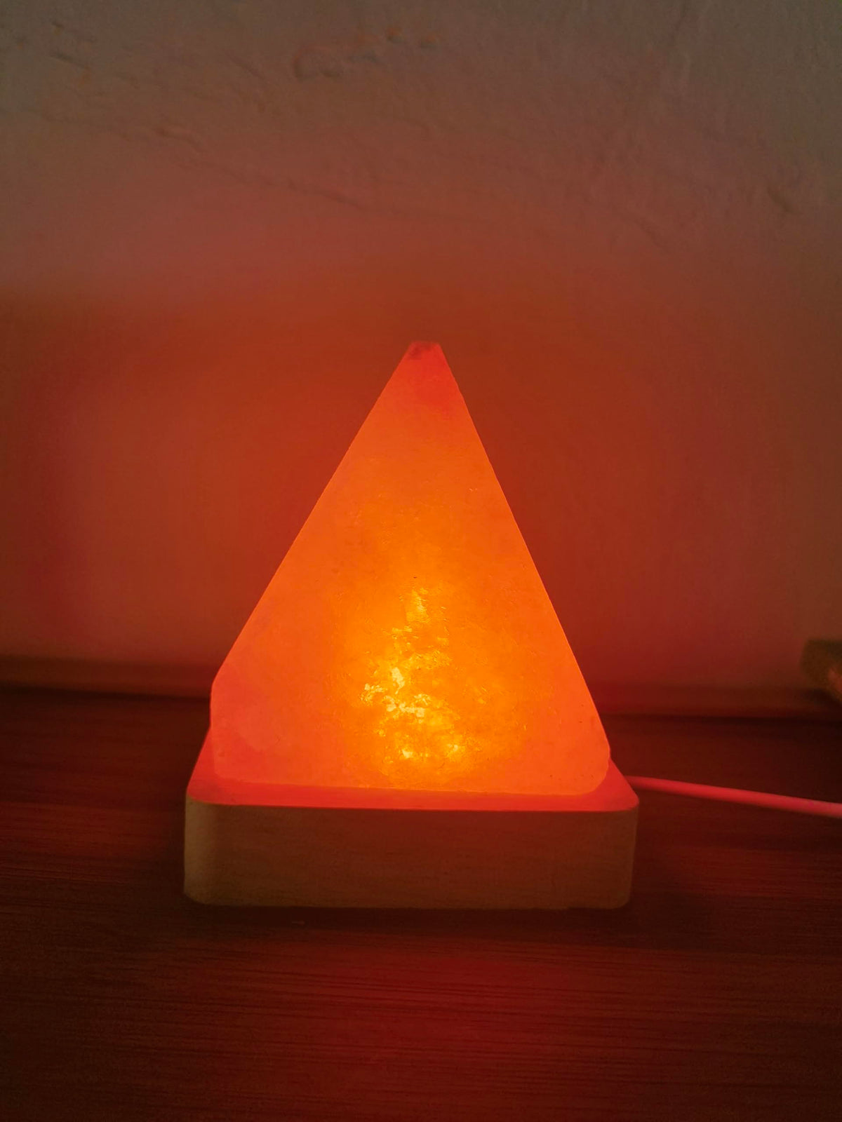 YZYOE USB Rainbow Gradient Himalayan Salt lamp, Solid Wood Base Atmosphere Decoration Pyramids Salt Light with Remote Control, Natural Crystal Stone Bedside Night lamp, Handmade Crafts.