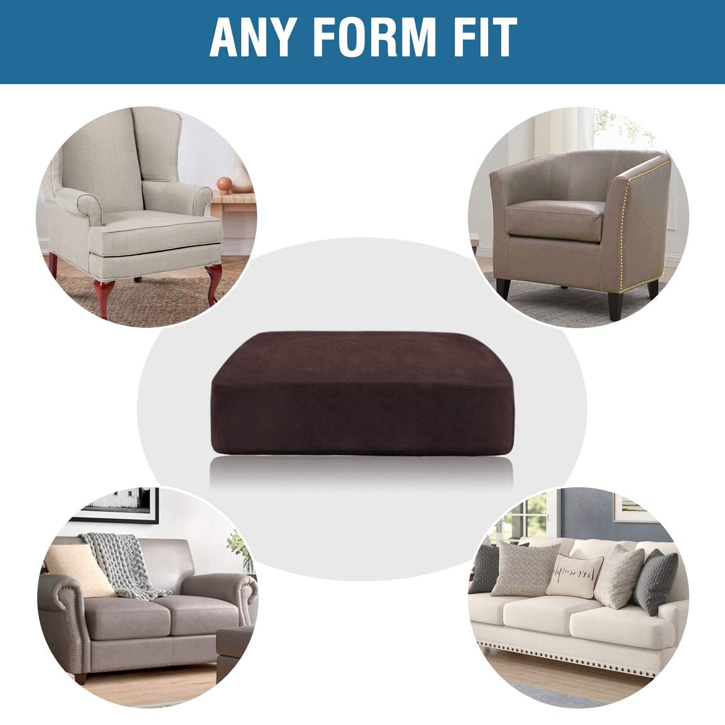 H.VERSAILTEX Velvet Stretch Couch Cushion Cover Plush Cushion Slipcover for Chair Loveseat Sofa Cushion Furniture Protector Seat Cushion Sofa Cover (3 Piece XL Sofa Cushion Covers, Brown)