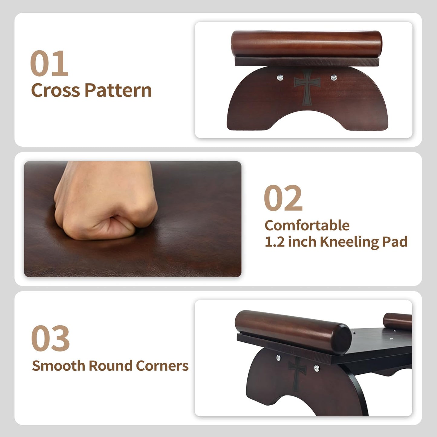 DOLEMODUO Prayer Kneeler Bench, Wooden Prayer Bench with Detachable Soft Cushion, Sturdy Home Kneeling Stool for Worship, Multi-Functional as Yoga Bench/Shoe Bench/Sofa Bench