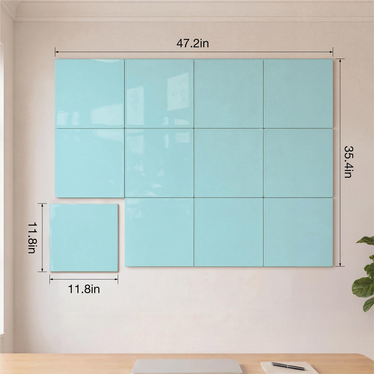 Comix Magnetic Board, 12 Pack Magnetic Whiteboard for wall, 11.8 x 11.8 Inches Dry Erase Board for Kids, Students, White Board Dry Erase Set for Fridge, Office and Home, Light Blue