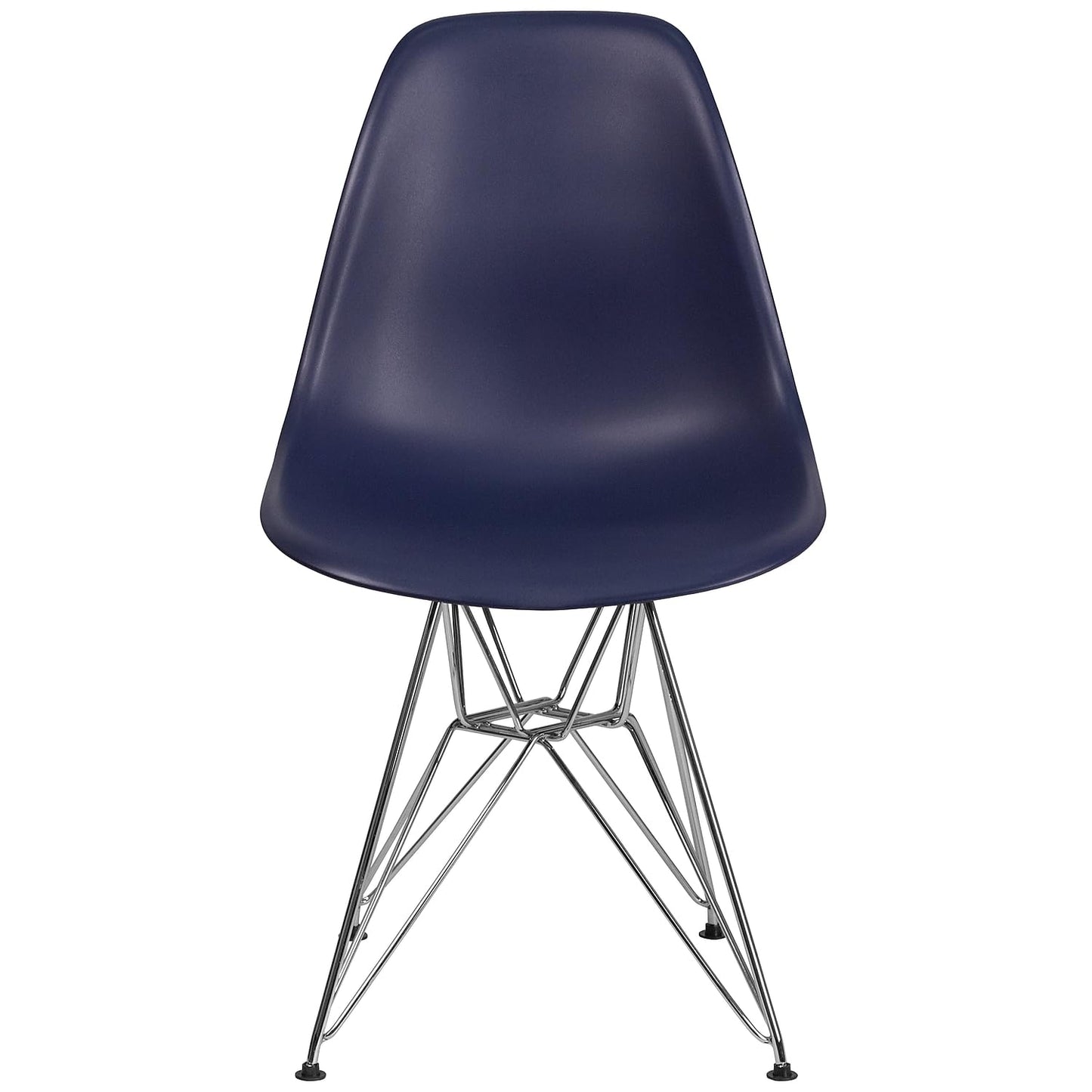 Flash Furniture 2 Pack Elon Series Navy Plastic Chair with Chrome Base