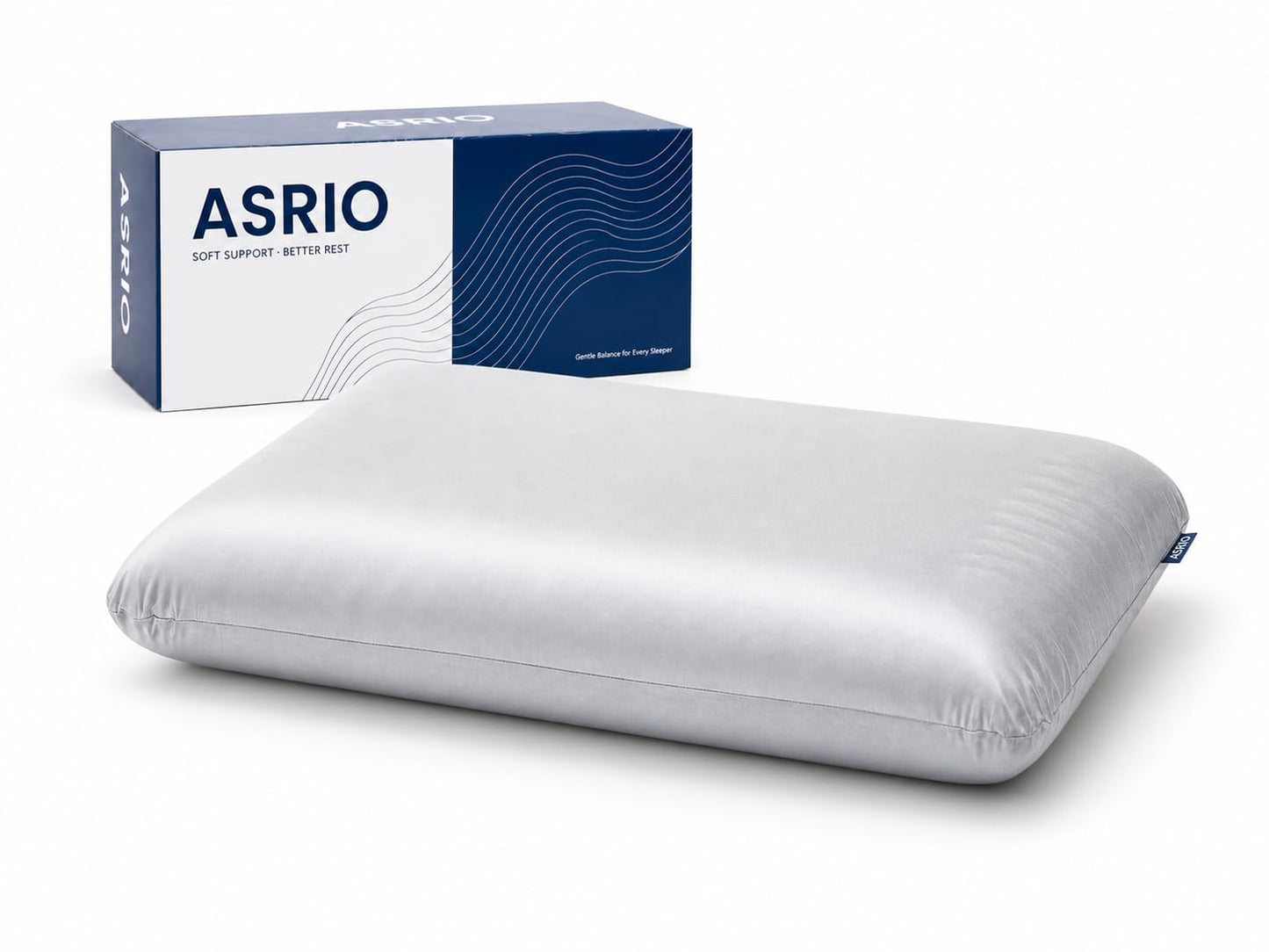 ASRIO Cooling Wave Silicone Pillow for Side, Back and Combo Sleepers, 4.72" Medium Profile Ergonomic Bed Pillow with Washable Silicone Core, Medium Firm Neck Support, Standard Size