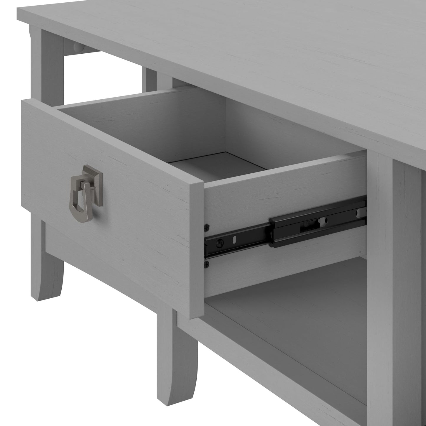 Bush Home L Shaped Desk with Storage for Home Office, Modern Farmhouse Corner Table with Drawers and Cabinets, Salinas Collection, Cape Cod Gray