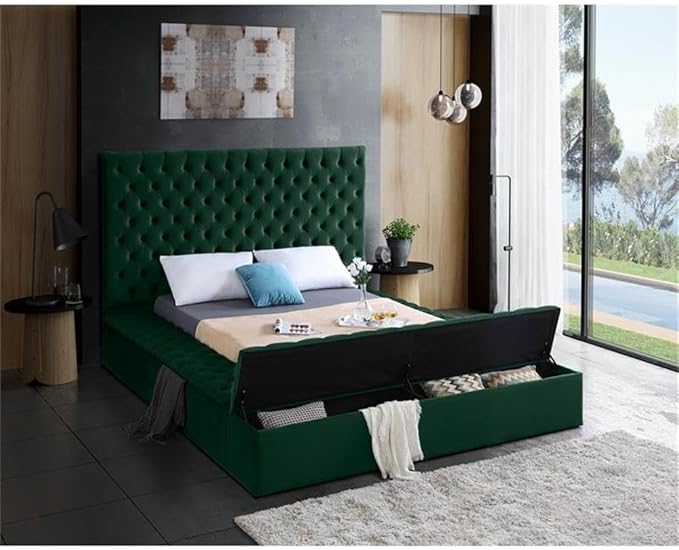 Meridian Furniture Bliss Collection Modern | Contemporary Velvet Upholstered Bed