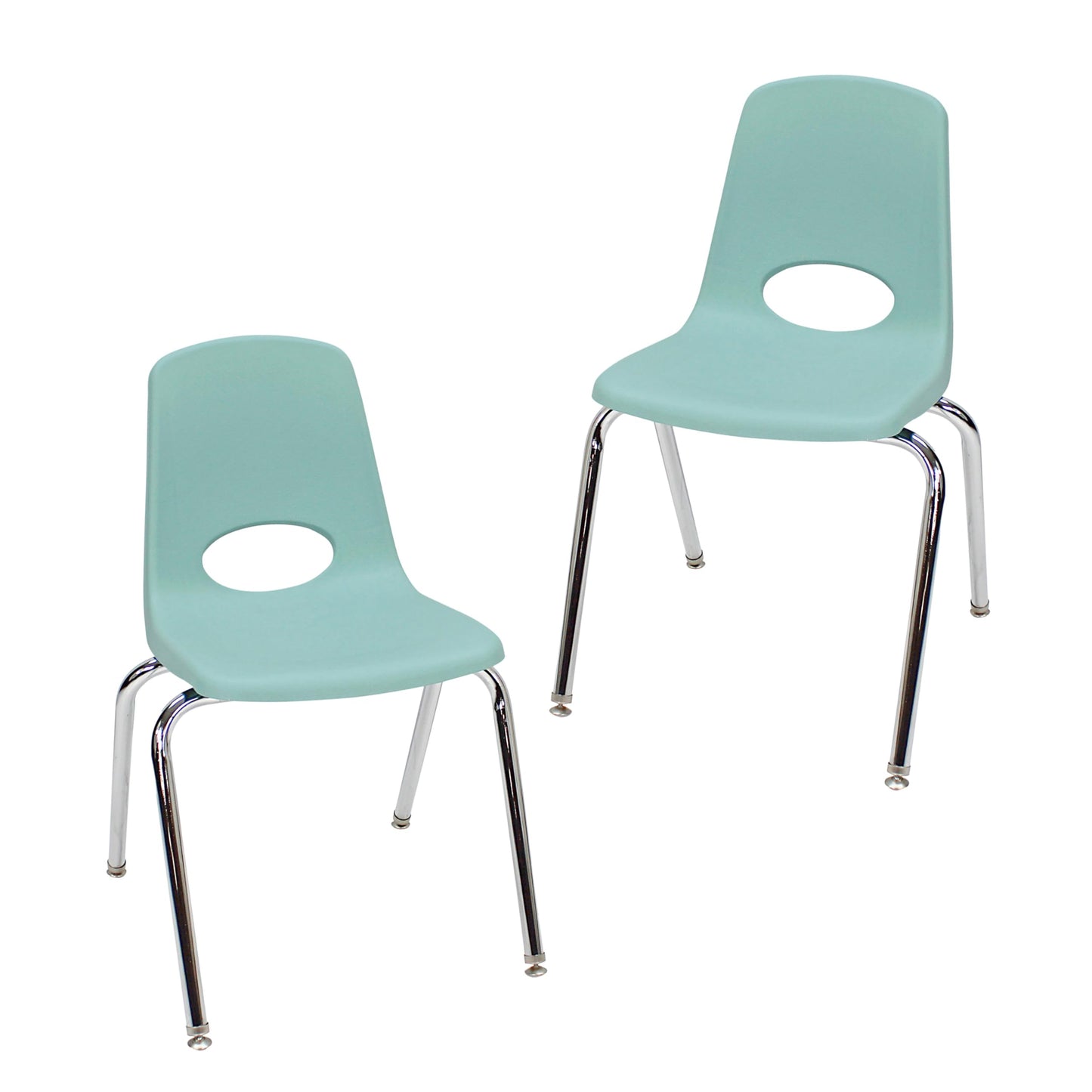 FDP 18" School Stack Chair, Stacking Student Seat with Chromed Steel Legs and Swivel Glides for Classroom, Homeschool or Office - Seafoam (2-Pack), 13050-SF
