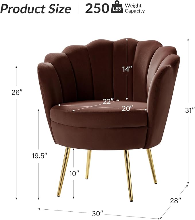 HULALA HOME Modern Velvet Accent Chair