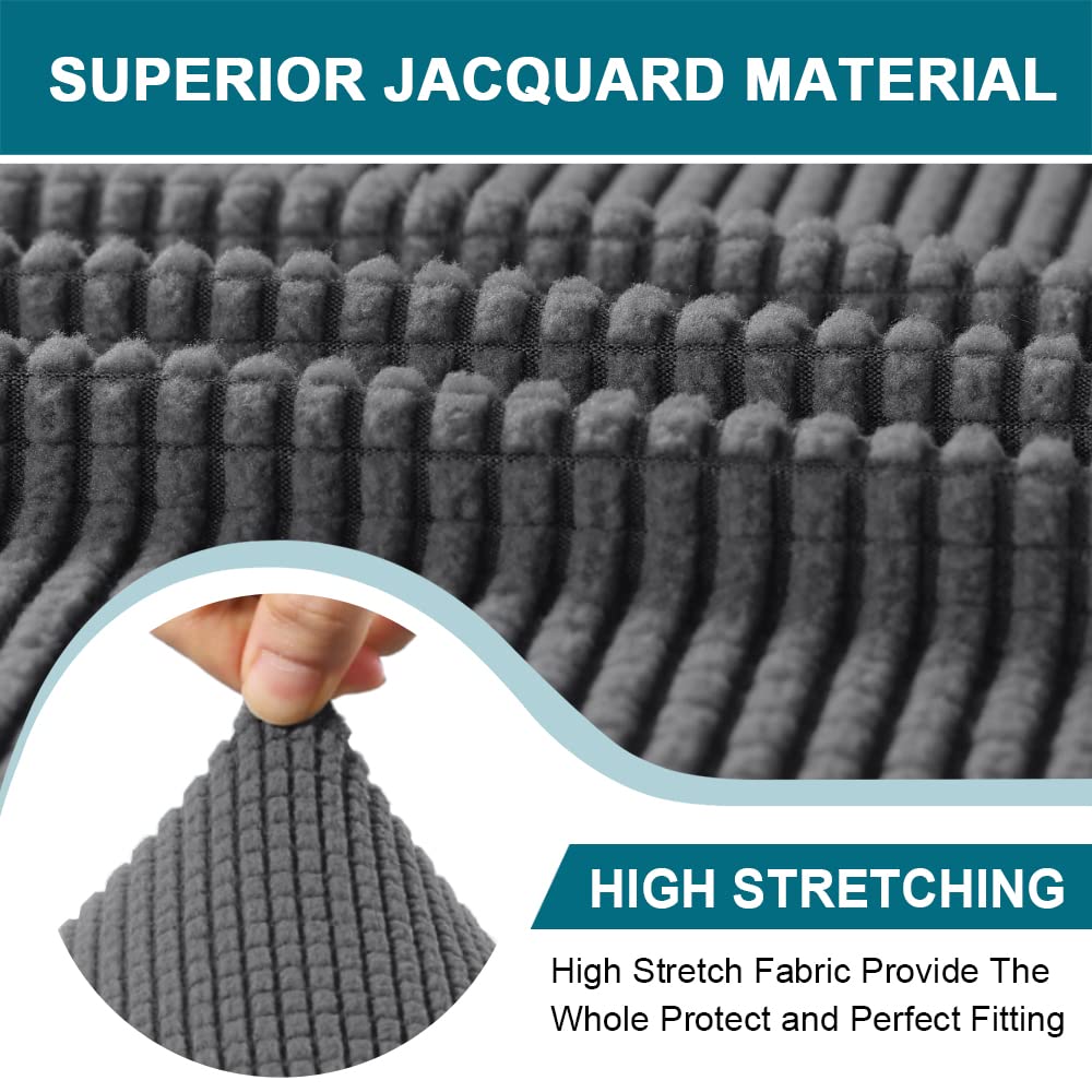 Turquoize Stretch Chesterfield Sofa Covers for Living Room Soft Sofa Couch Covers for 3 Cushion Couch Non-Slip Sofa Slipcover for Dogs Pet Furniture Protector Feature Jacquard Fabric (Sofa, Grey)