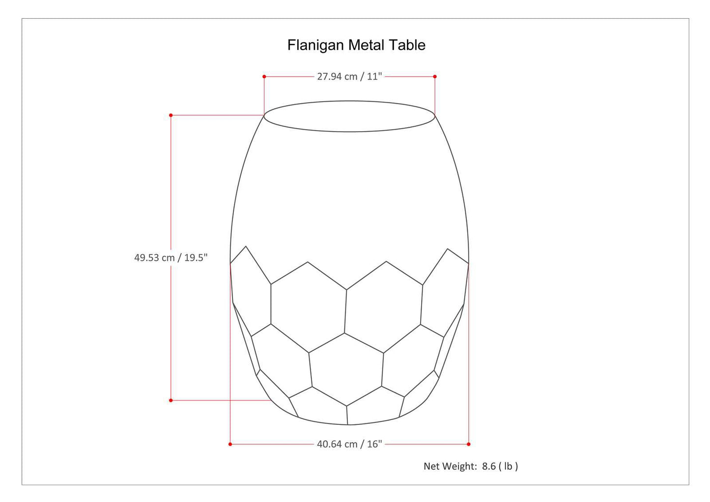 SIMPLIHOME Flanigan Metal Accent Table - 16 inch Wide Solid Metal Round Drum Side Table in Antique Copper, Industrial End Table or Coffee Table for Living Room with Honeycomb Design, Assembled
