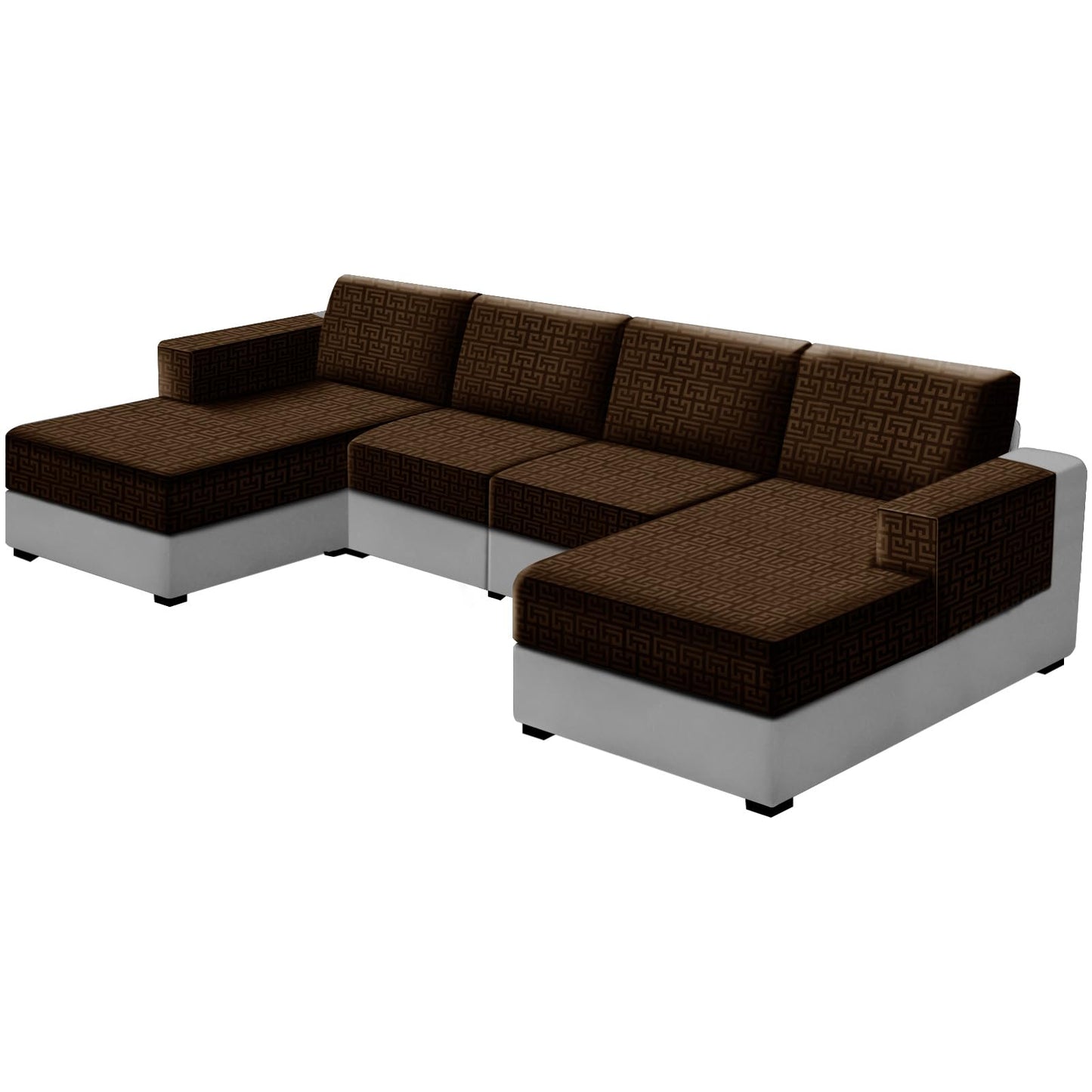 UNBBRRL 10 Pieces Stretch Sofa Cushion Covers for U-Shaped Modular Sectional Couch with 4 Seats+4 Backs+2 Arms, Upholstered Covers for Sofa Bed with Deep Double Chaise (Caramel,10 Pieces Set)