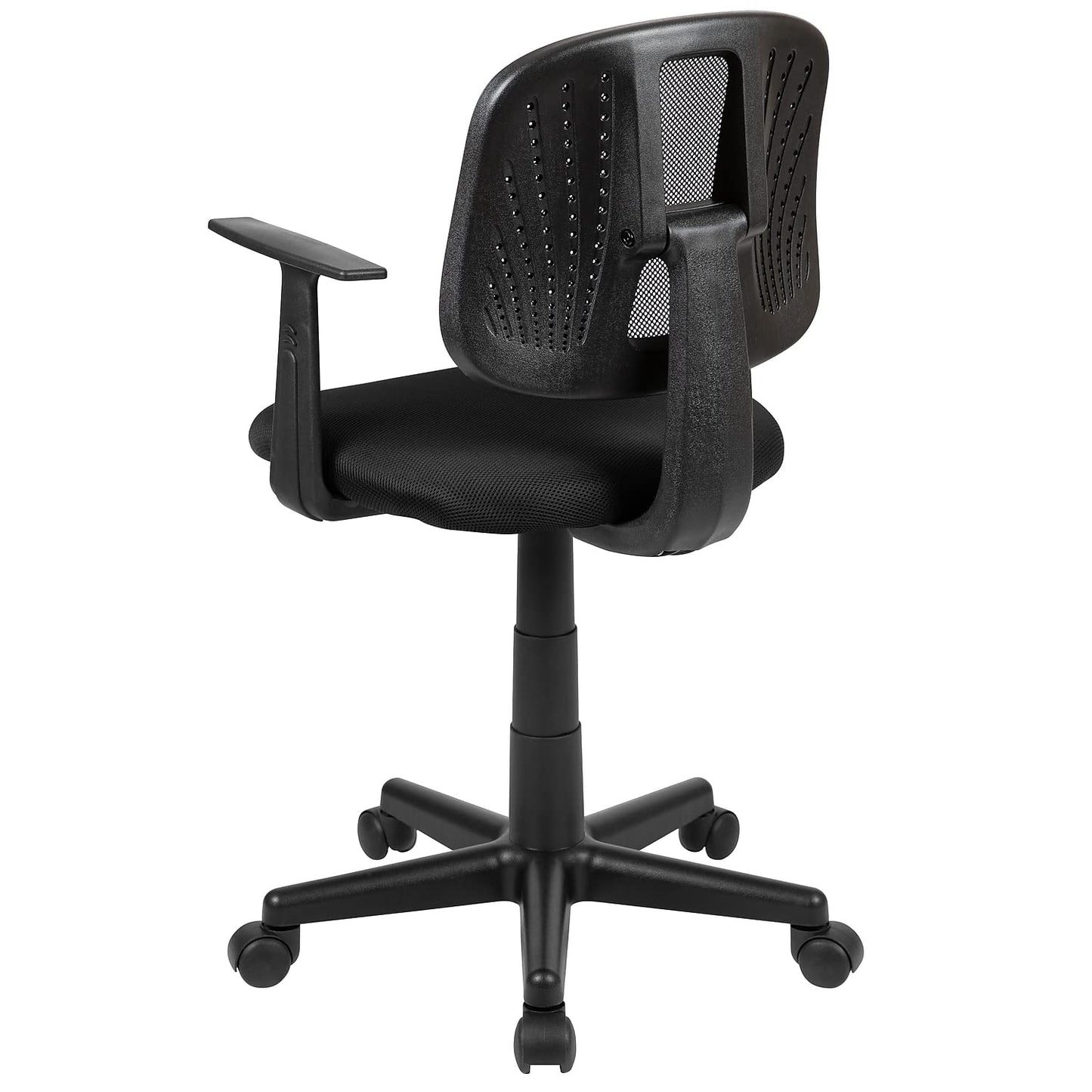 Flash Furniture Flash Fundamentals Mid-Back Black Mesh Swivel Task Office Chair with Pivot Back and Arms