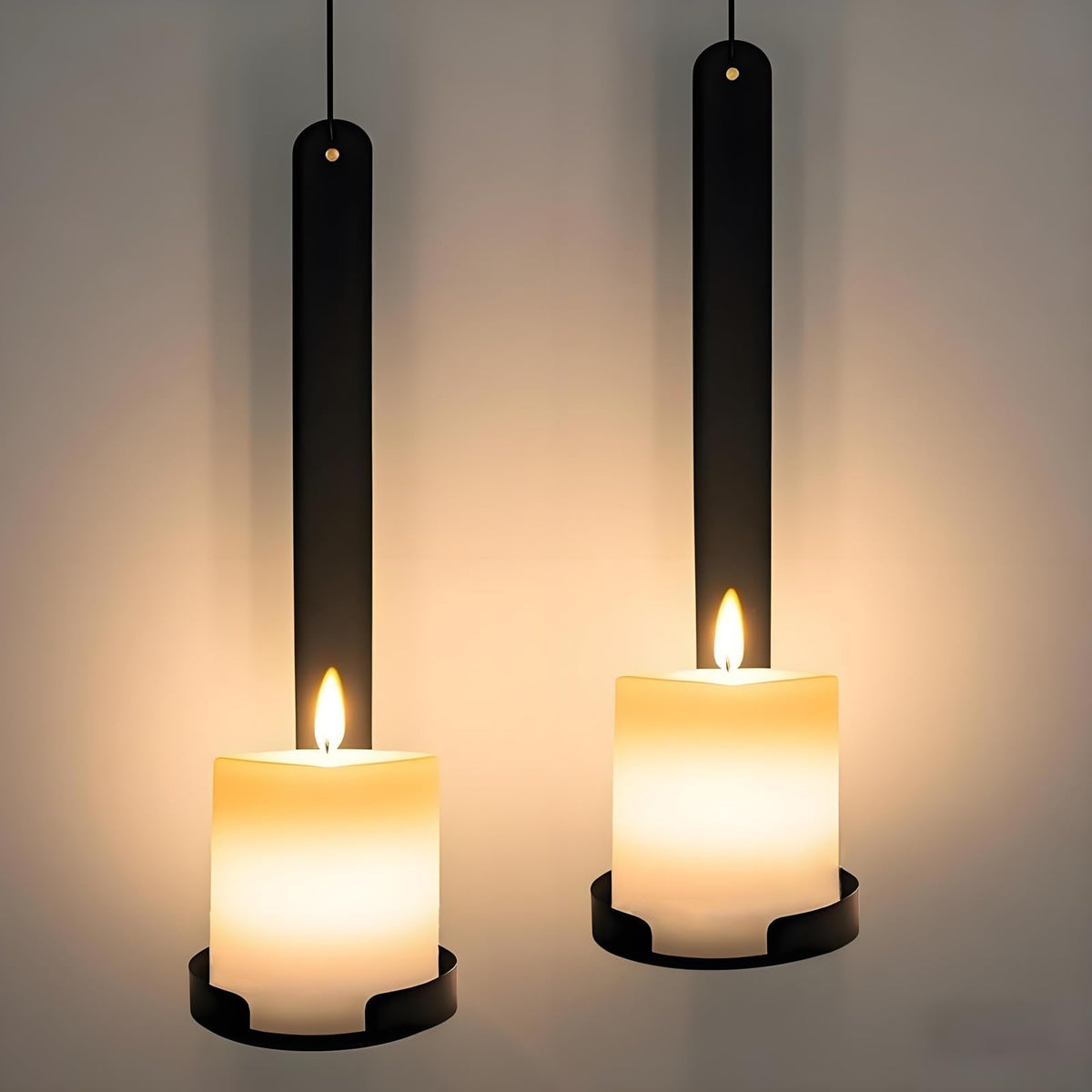 AimtoHome Black Wall Candle Sconces Set of 2, Cast Iron Wall Mounted Candle Holders, Multi-Purpose Farmhouse & Minimalist Modern Decor for Living Room, Hallway