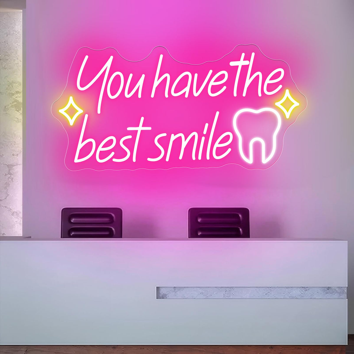 You have the best smile Neon sign, Wall Decor Dimmable Smile Neon Light Business Logo Sign, Dental clinic sign dental neon light, tooth dental care sign, Tooth & Brush Wall Art, Bathroom Wall Decor