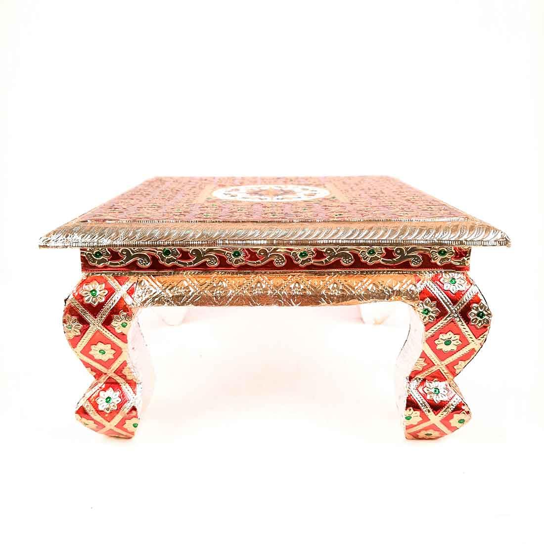 Pooja Chowki Bajot - for Diwali Pooja, Festivals, Ceremonies & Home Decoration -12 inch (Pack of 1)