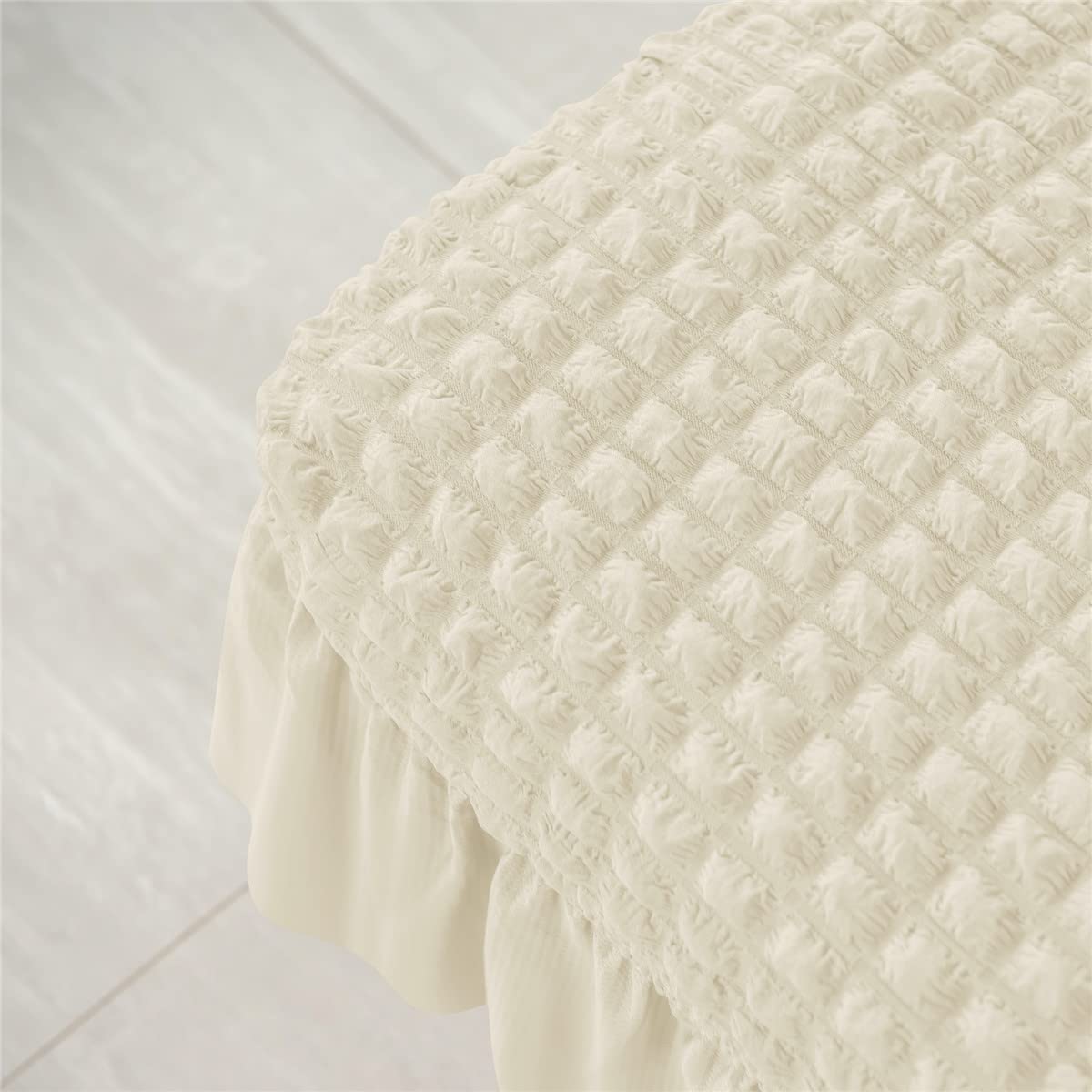 SZJIAHTM Lattice Stretch Ottoman Cover Soft Stretch Slipcover with Skirt Polyester Rectangle Footstool Modern Furniture Protector Bubble Covers for Living Room and Bedroom