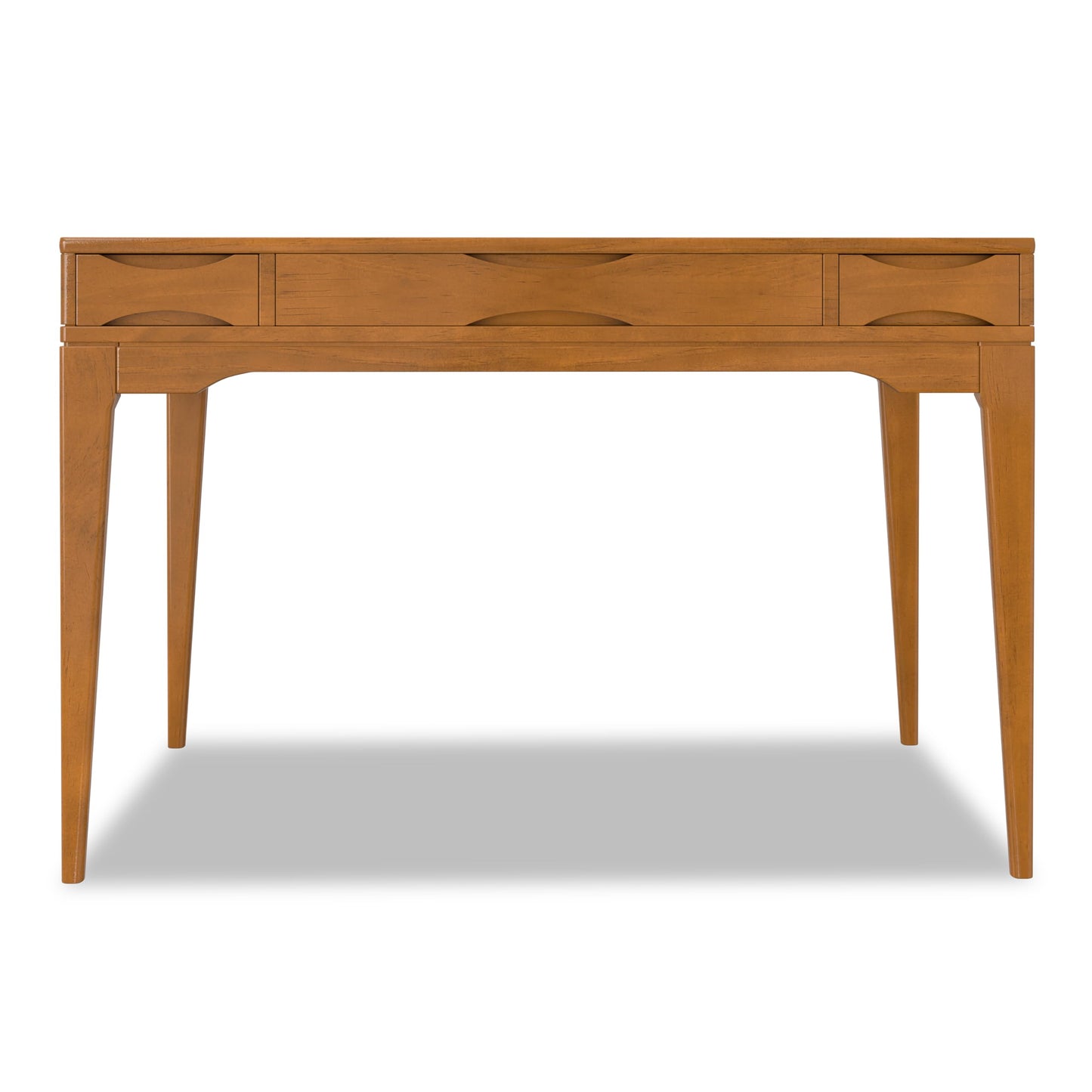 SIMPLIHOME Harper Small Desk - 48 inch Wide Solid Hardwood Writing Desk in Light Golden Brown, Mid-Century Modern Home Office Table for Study or Work with 2 Drawers and Flip-Down Keyboard Tray